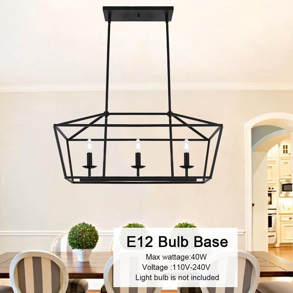eluze Lámpara de araña de granja Pagoda linterna regulable ajustable de metal E12 colgante comedorcocina accesorios de luz