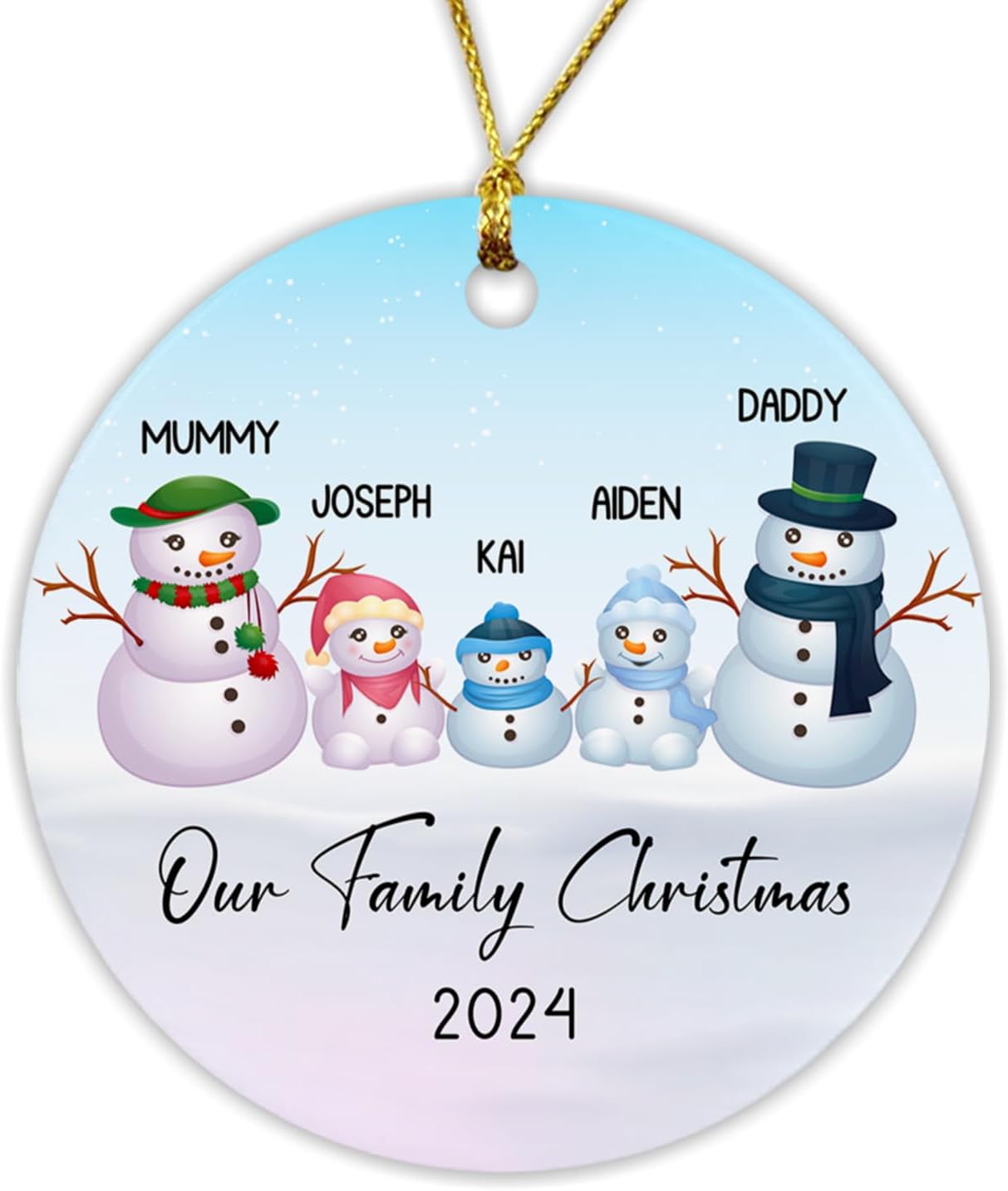 Adorno de muñeco de nieve de primera Navidad como familia de 5 2023, nombre personalizado y familia de cinco muñecos de nieve, regalo para familia,