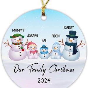 Adorno de muñeco de nieve de primera Navidad como familia de 5 2023, nombre personalizado y familia de cinco muñecos de nieve, regalo para familia, Adorno de muñeco de nieve de primera Navidad como familia de 5 2023, nombre personalizado y familia de cinco muñecos de nieve, regalo para familia,
