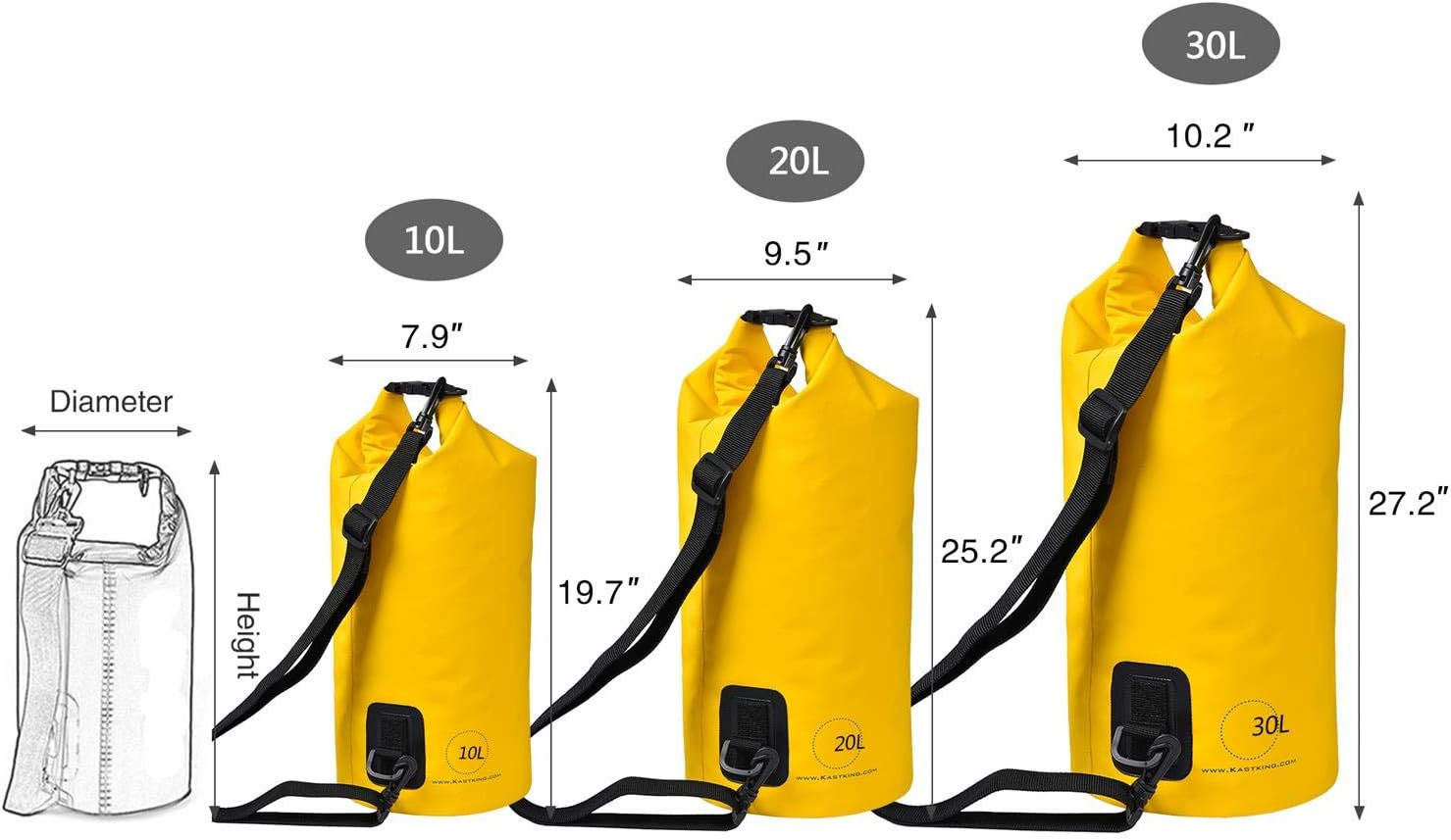 KastKing Bolsas secas, bolsas de almacenamiento 100% impermeables, construcción de grado militar para natación, kayak, canotaje, senderismo,