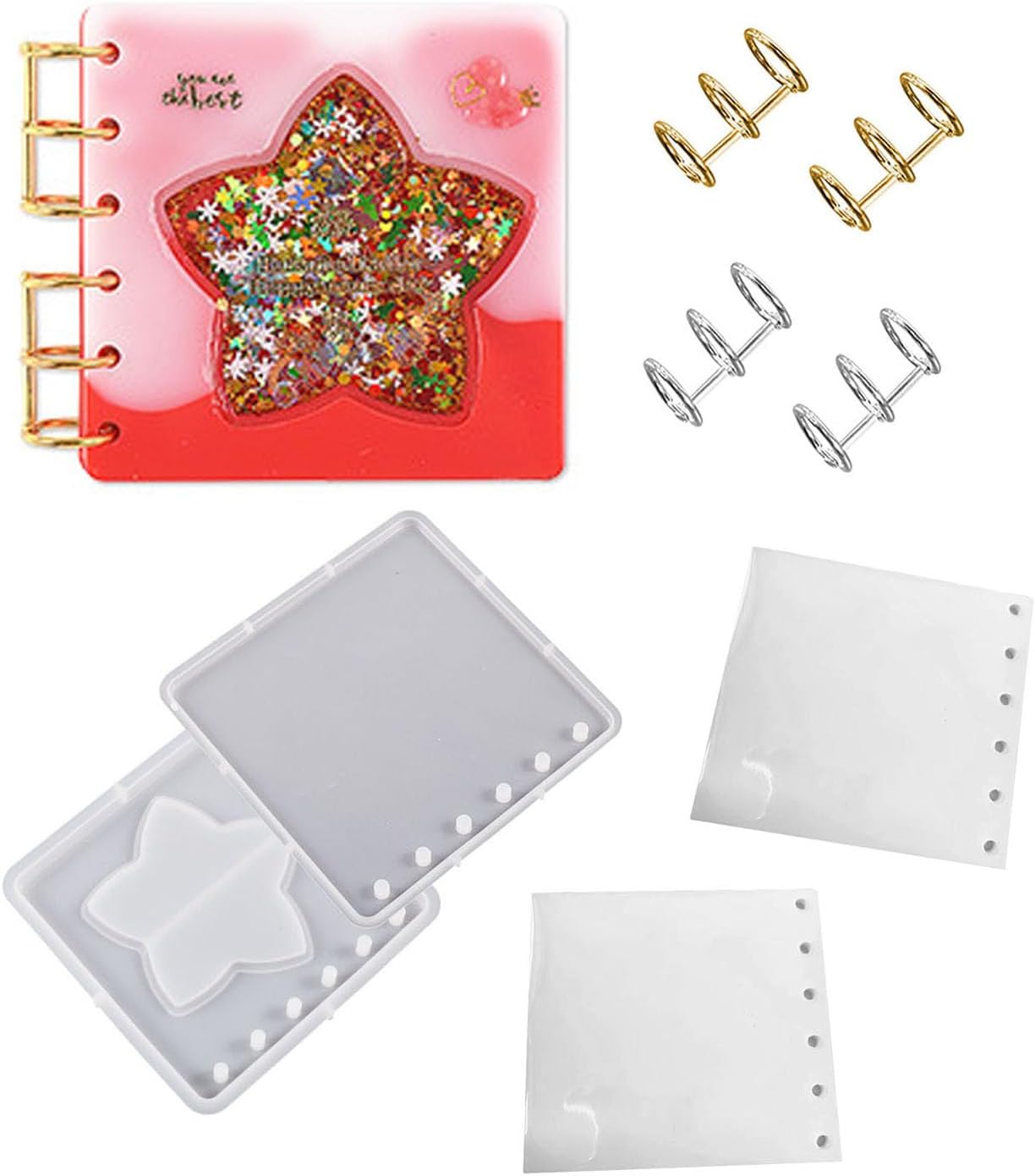 Kit de moldes de resina para cuadernos, moldes de resina epoxi de fundición de arena movediza para cuadernos, molde de silicona para cuaderno de