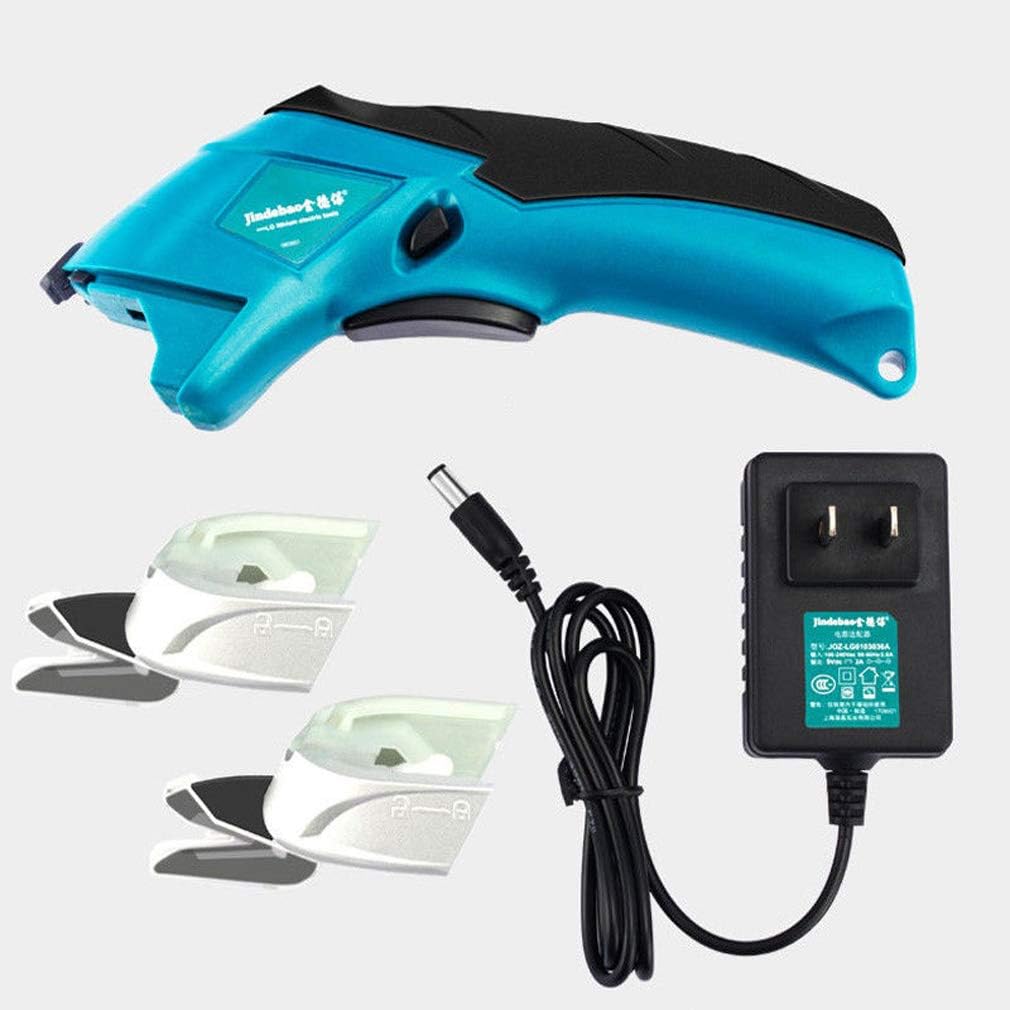 Tijeras eléctricas de tela inalámbricas recargables con 2 cuchillas de corte, potente herramienta de corte para cuero, cartón, papel, álbumes de