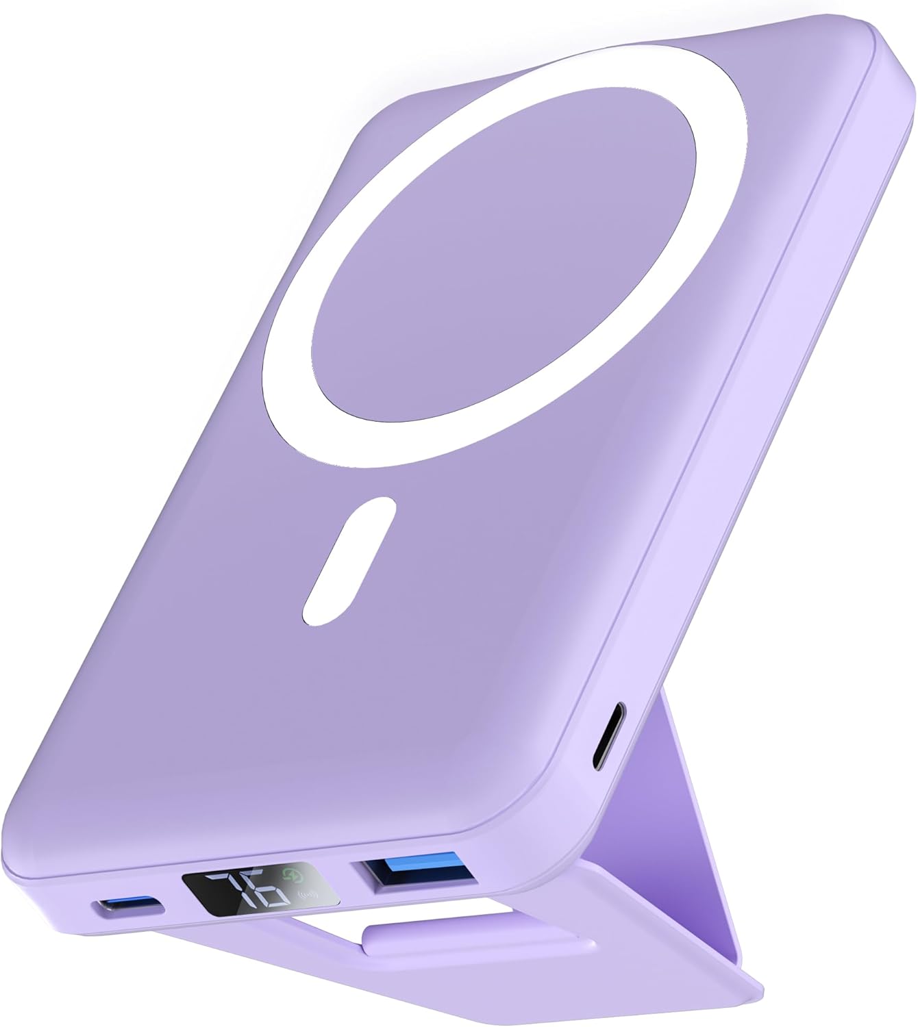 podoru Cargador portátil inalámbrico, banco de energía magnético plegable de 10000 mAh con cable tipo C, pantalla LED de 22.5 W PD de carga rápida,