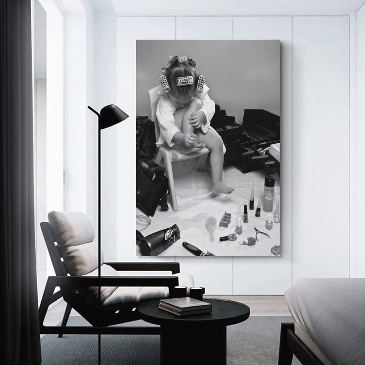 Póster de arte vintage para salón de belleza infantil en blanco y negro, pinturas artísticas para pared, decoración del hogar, sala de estar,