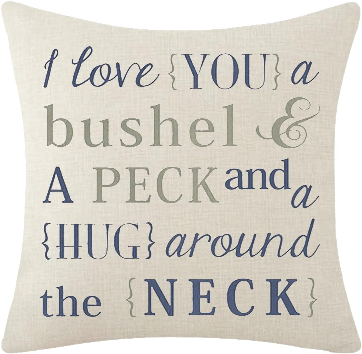 Blue Word I Love You A Bushel & A Peck and A Hug Around The Neck Lover – Funda de almohada decorativa de lino y algodón para el día de San Valentín,