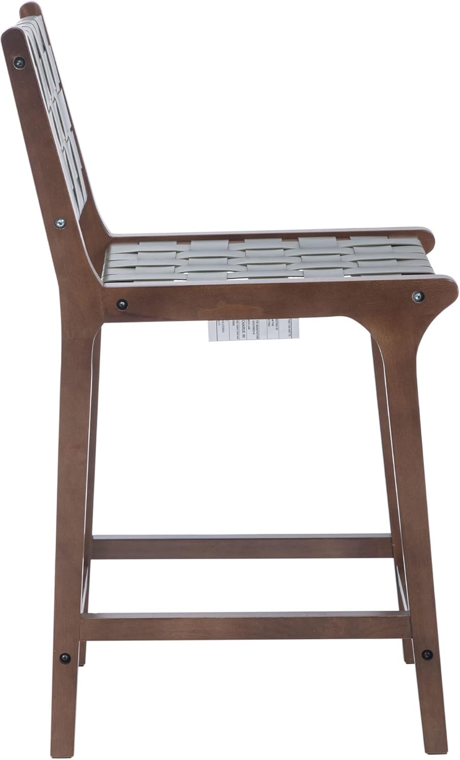DM Furniture Taburete de bar de 23.5 pulgadas de altura de mostrador, juego de 2 tiras tejidas de piel sintética, taburetes de bar con correas de