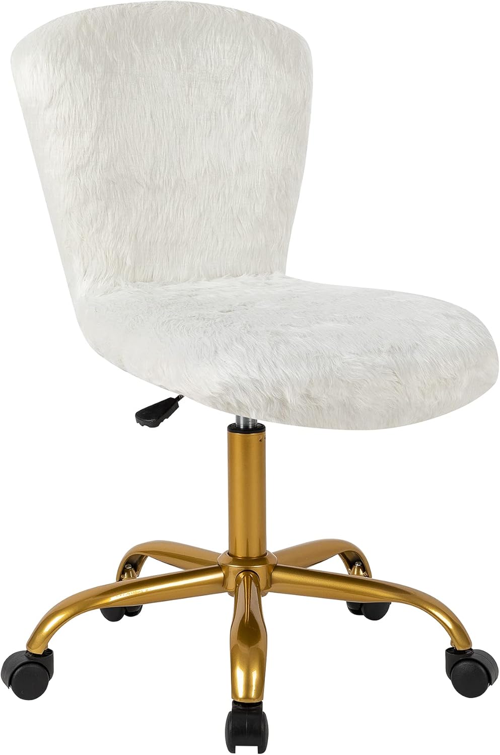 GIA Silla giratoria ajustable de respaldo medio con piel sintética, tamaño de asiento mejorado para adultos, color blanco