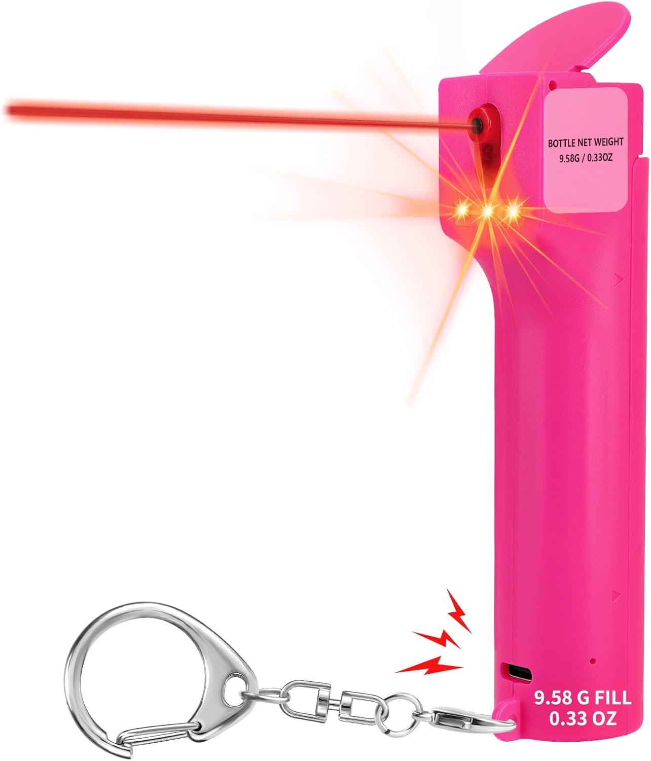 Spray de pimienta 3 en 1 con alarma para defensa personal de mujeres, llavero de defensa para protección de seguridad personal, gel recargable,