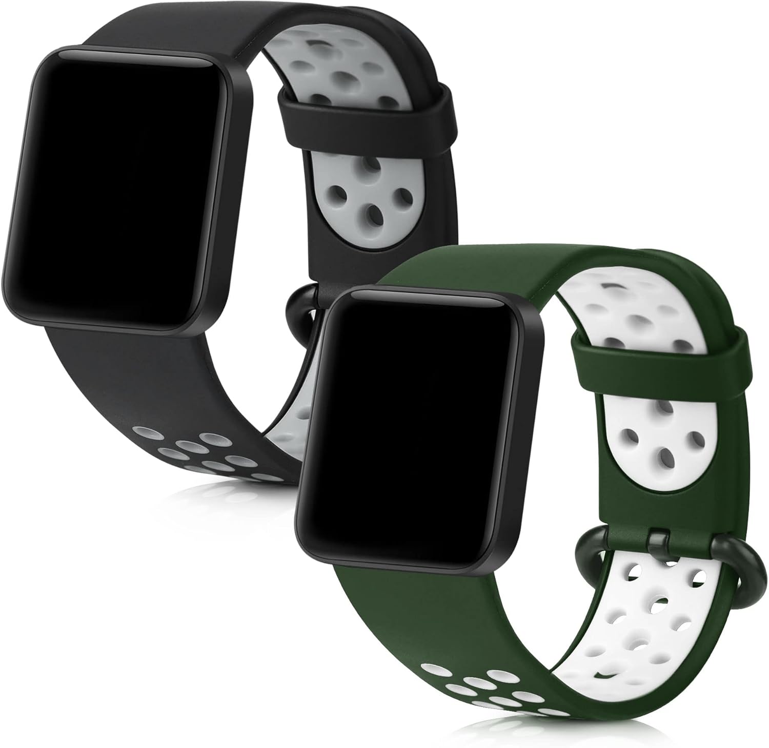 kwmobile Correas compatibles con correas de reloj Xiaomi Mi Watch LiteRedmi – 2 correas de reloj de silicona de repuesto, color negroazul oscuro