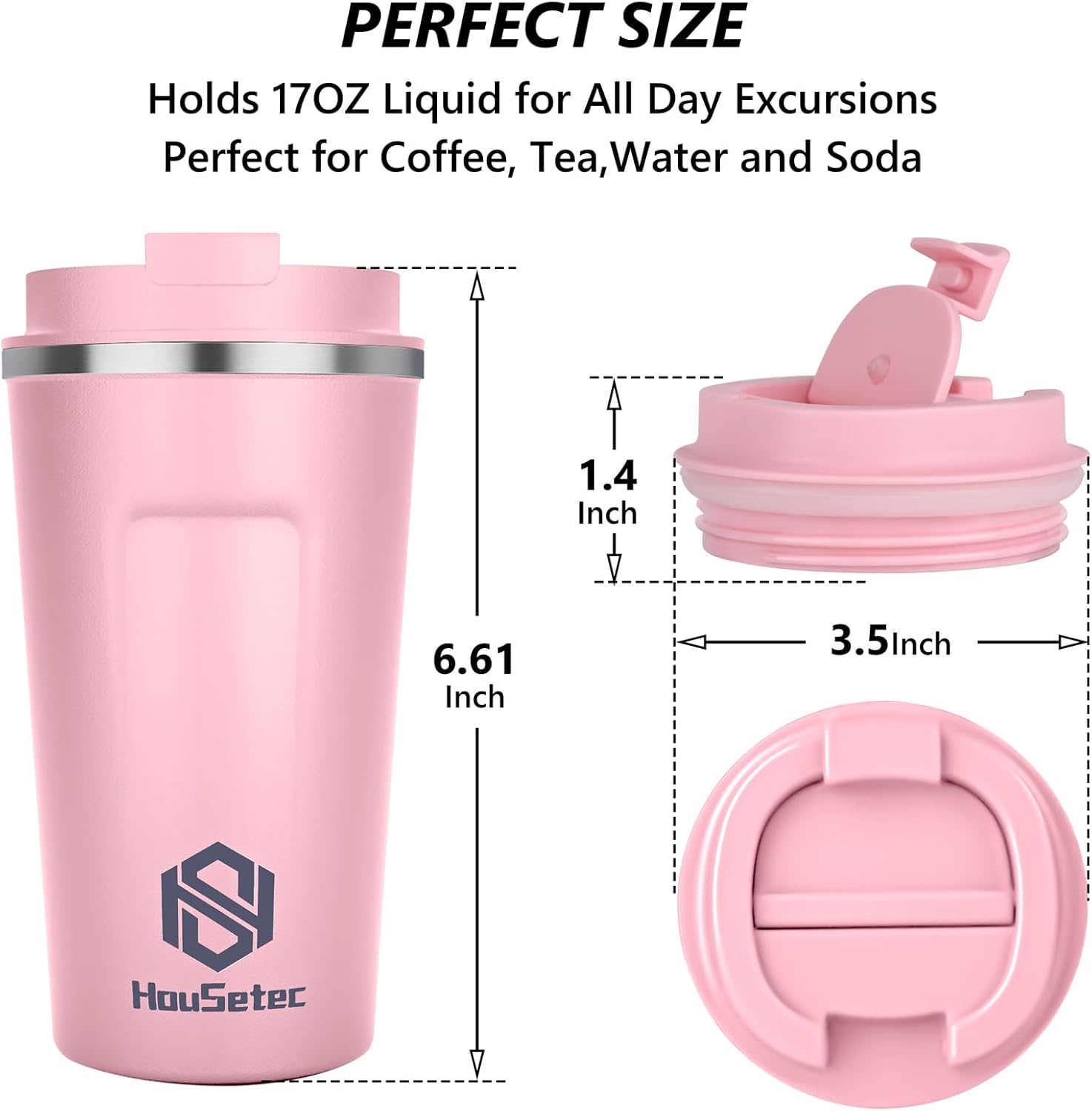 Taza de café, vasos de café con popotes y cepillos para pajillas, taza de café de viaje con tapas a prueba de fugas para mantener el agua caliente y