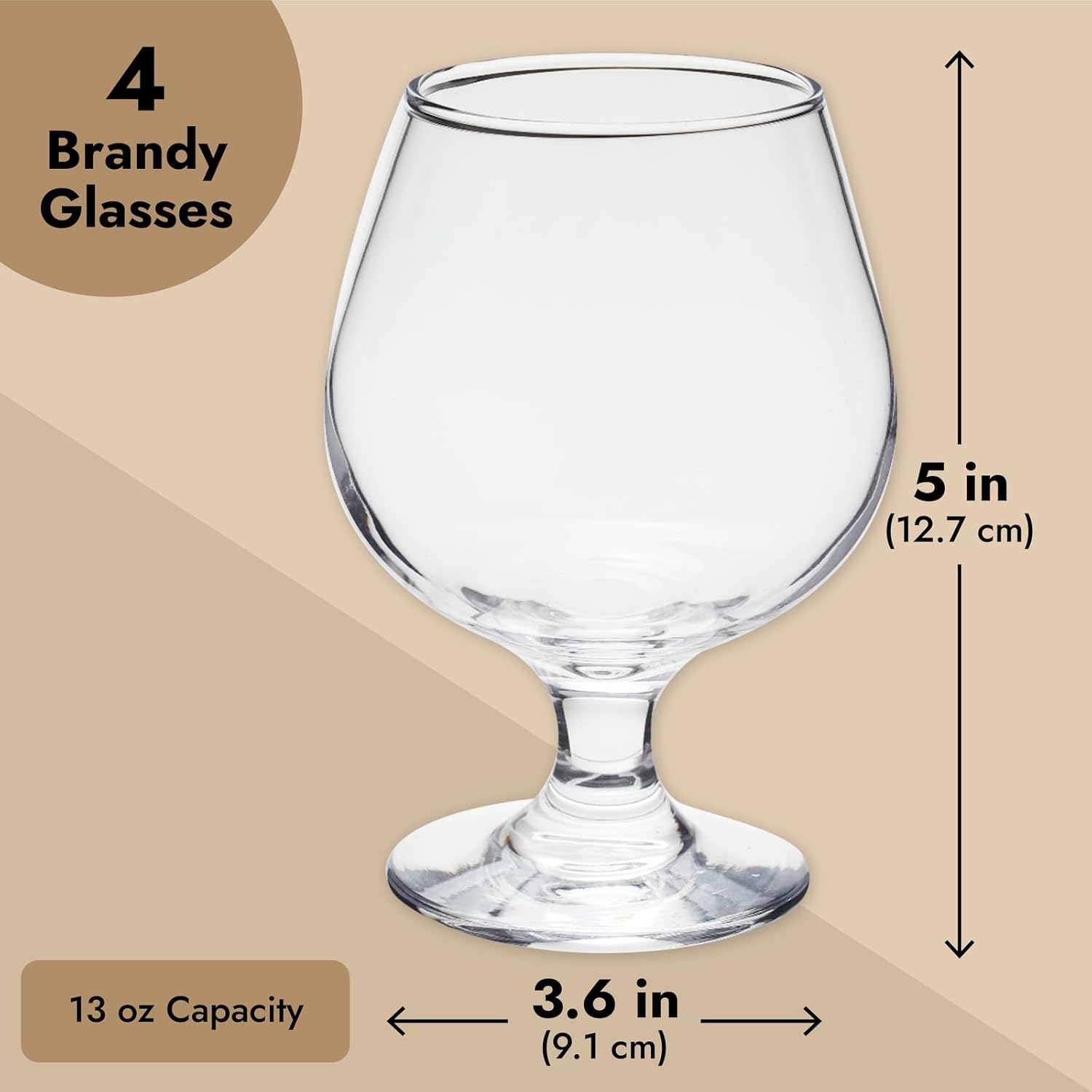 Juvale Juego de 4 copas de brandy para whisky, copas de vino de tallo corto para bourbon, coñac, brandy (13 onzas)