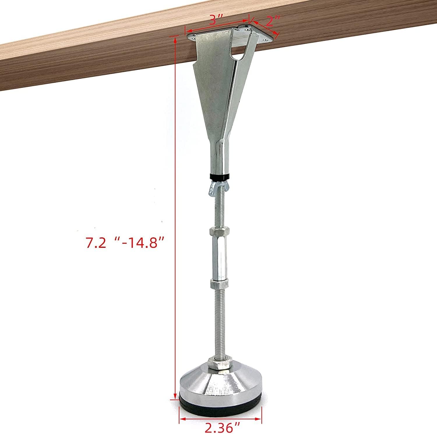 6 patas de soporte de listones para marco de cama, patas de soporte de cama de acero, pies de soporte de altura ajustable de alta resistencia,