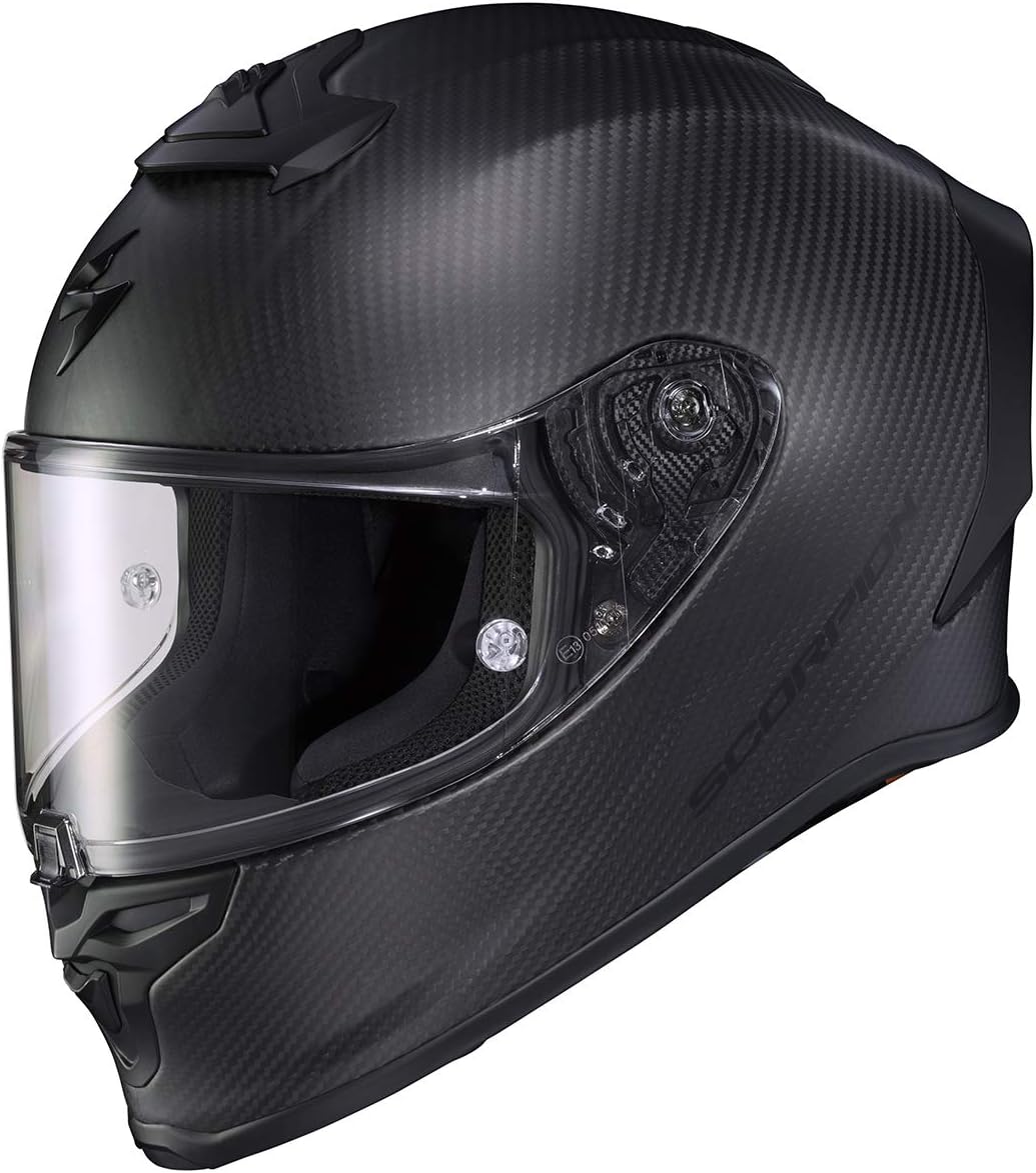 ScorpionEXO R1 Air – Casco de fibra de carbono TCT-U 3K de fibra de carbono para motocicleta y aventura callejera con bolsillos para altavoces