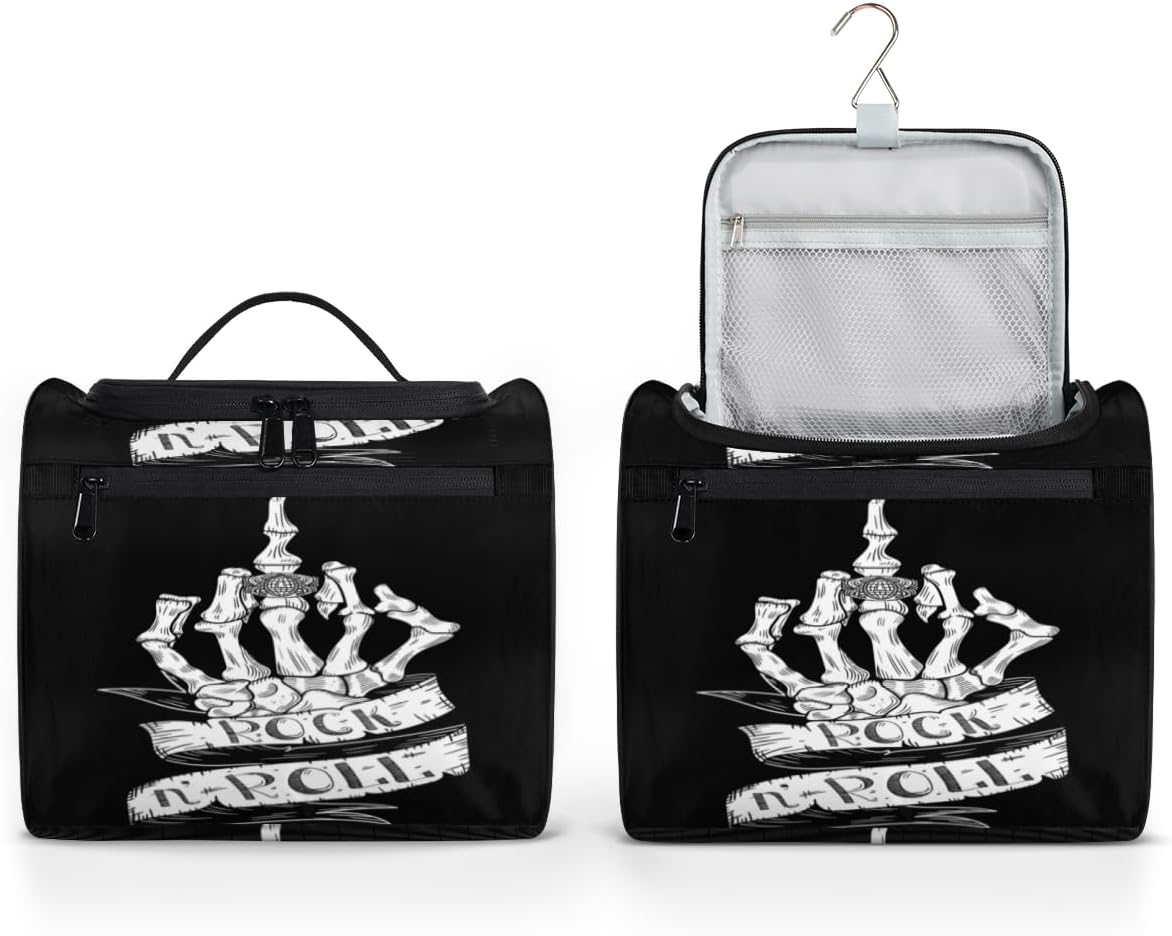 Halloween Skulls Pattern Toiletry Bag for Women Travel Makeup Organizer with Hanging Hook Traveling Cosmetic Bags for Toiletries Accessories