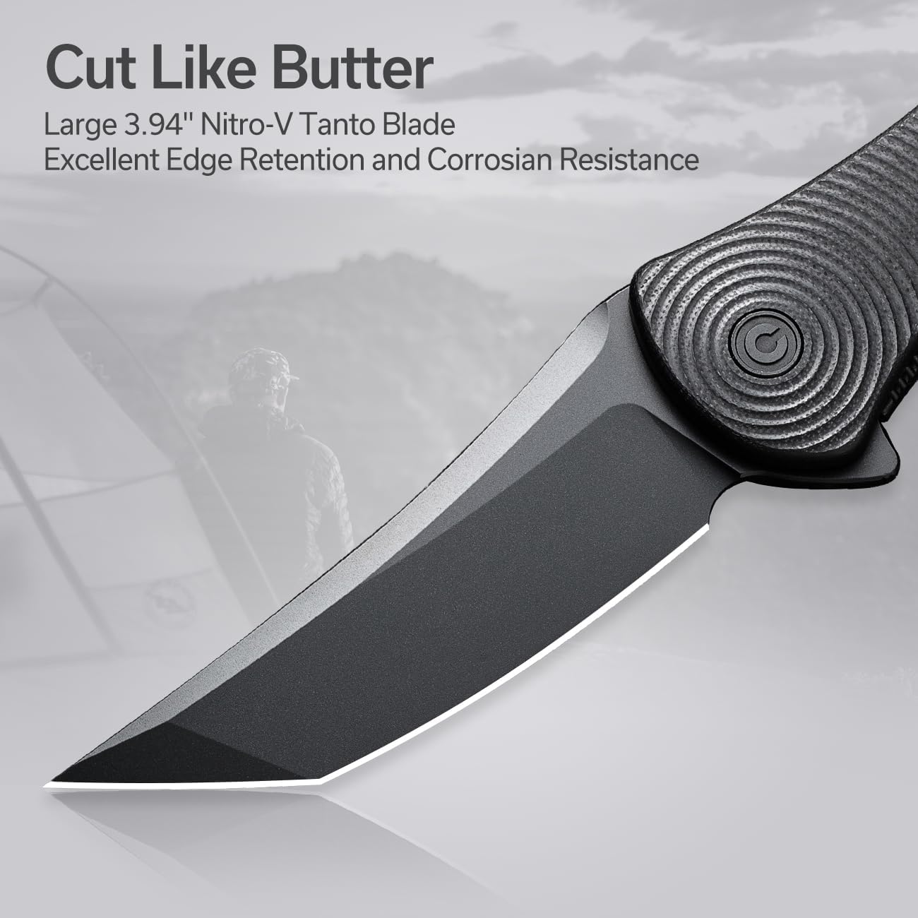CIVIVI Synergy4 – Cuchillo de bolsillo para EDC, cuchillo plegable grande con hoja Nitro-V Tanto de 3.94 pulgadas, mango ergonómico mecanizado en 3D