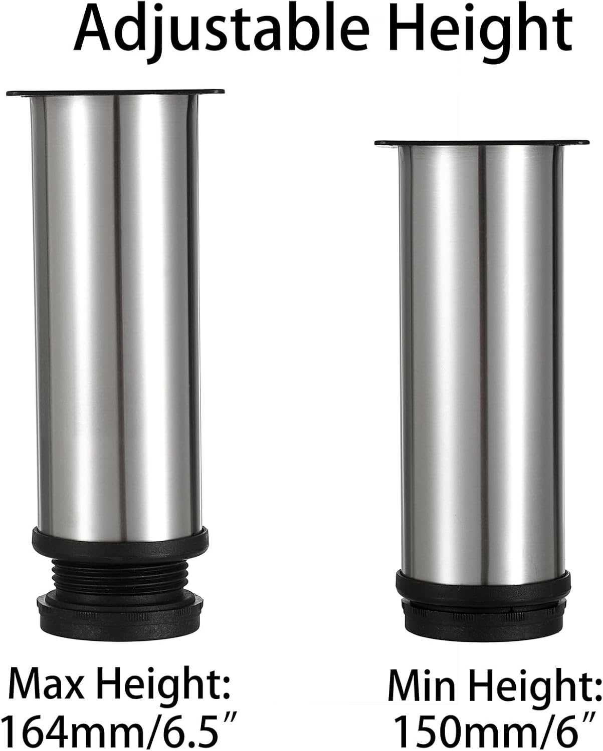 OwnMy 4 patas de muebles de acero inoxidable de 6 pulgadas, elevadores de pies de muebles, patas de escritorio de metal pequeño, patas de sofá,