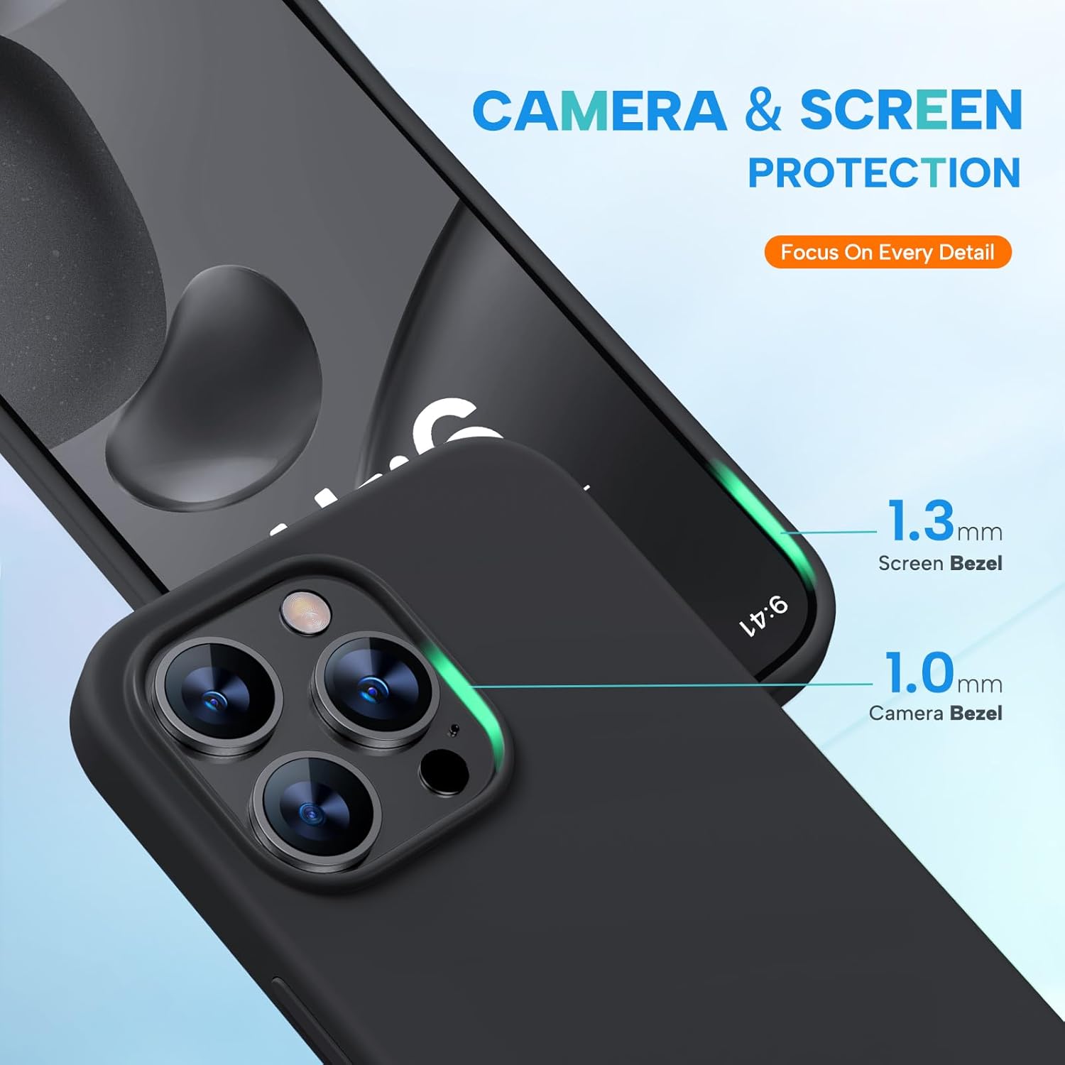 Miracase Funda diseñada para iPhone 15 Pro Max, compatible con MagSafe, con 2 protectores de pantalla, funda de silicona líquida a prueba de golpes