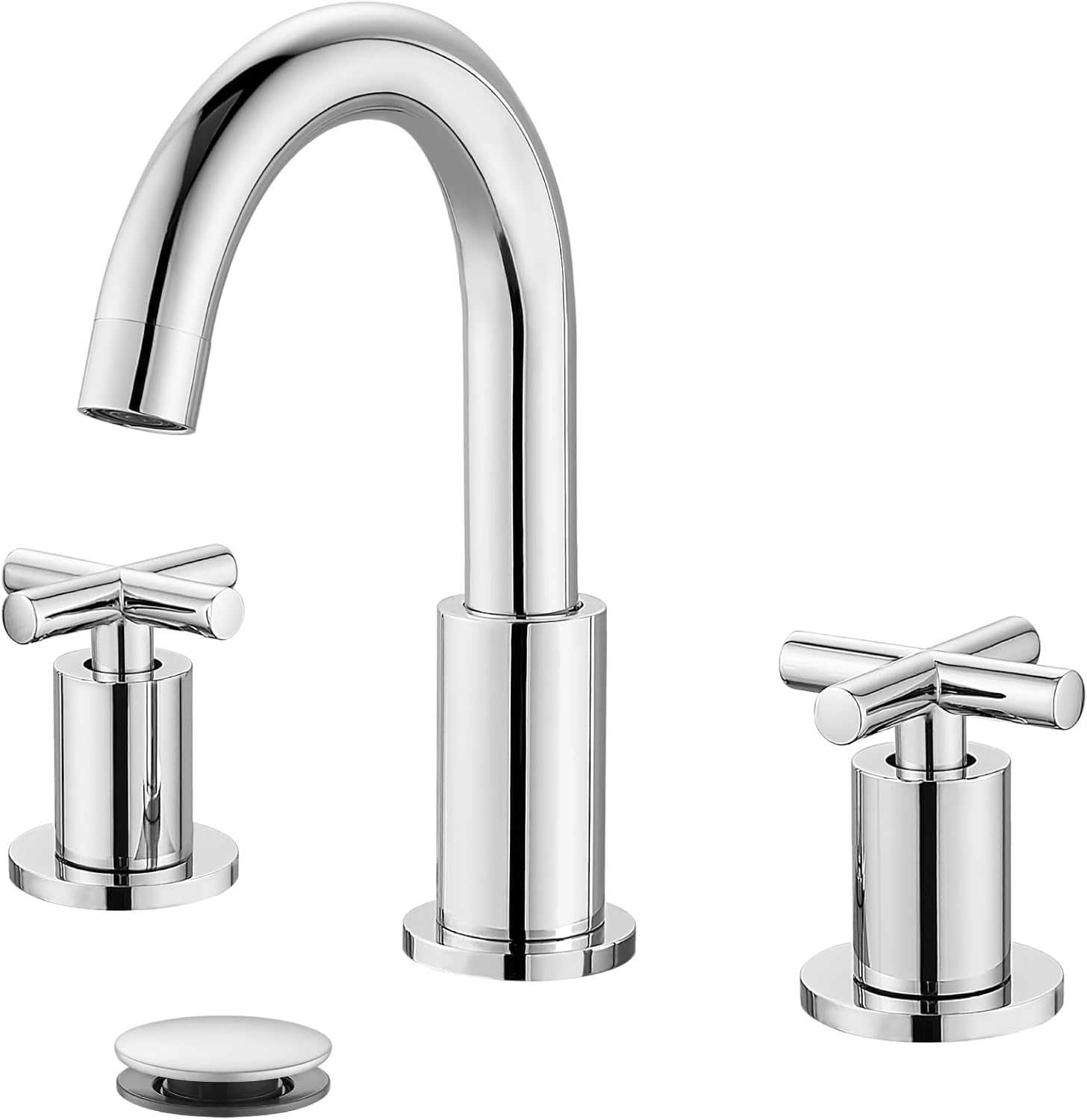 gotonovo Grifo de baño de 3 agujeros, grifo mezclador de doble mango cruzado para fregadero de baño, montaje en cubierta de agua fría caliente,