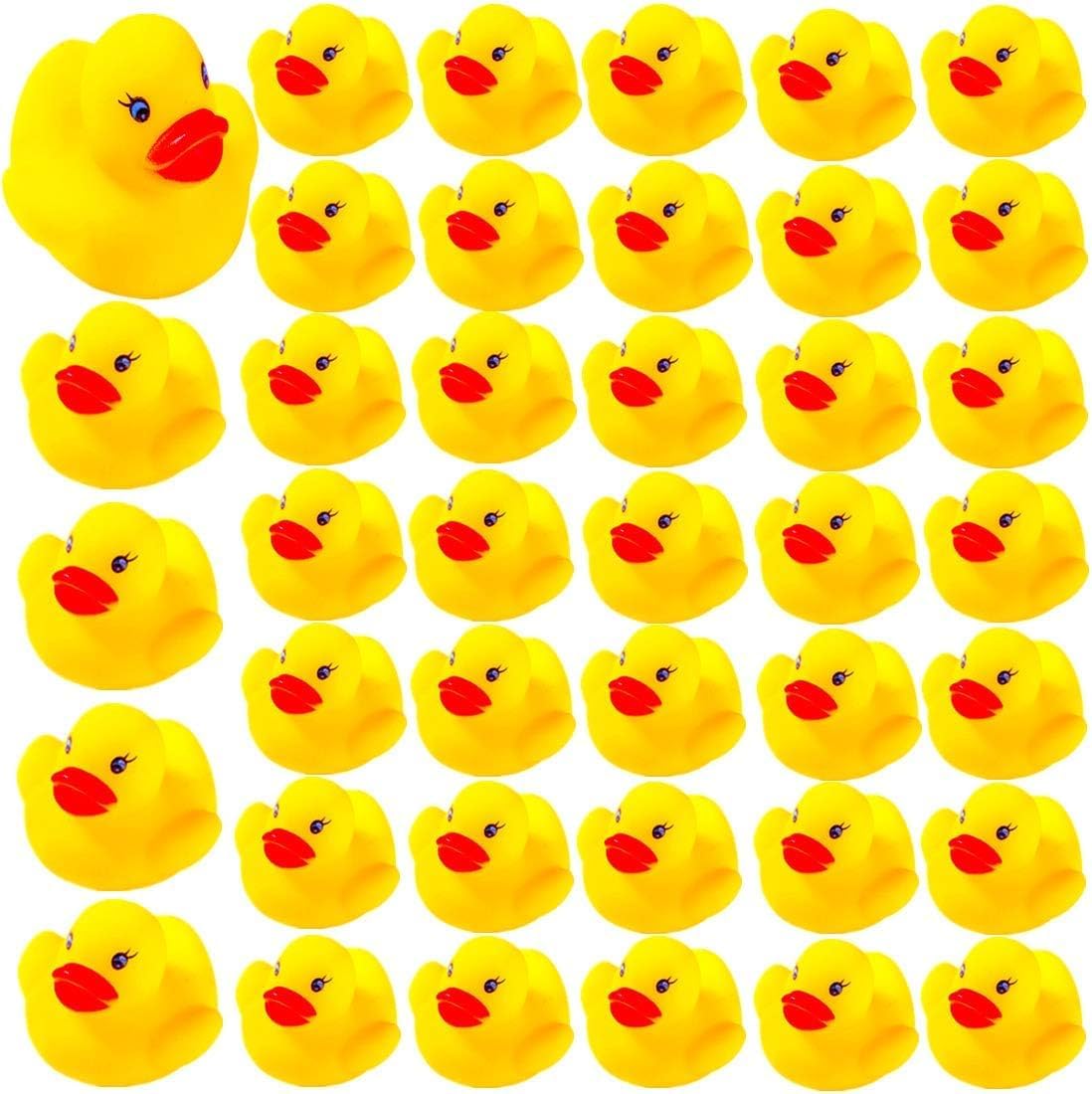 50 piezas de flotador y chirrido mini pato de goma para el baño del bebé Ducky Sound ShowerToys para niños celebrar la alegría de los niños