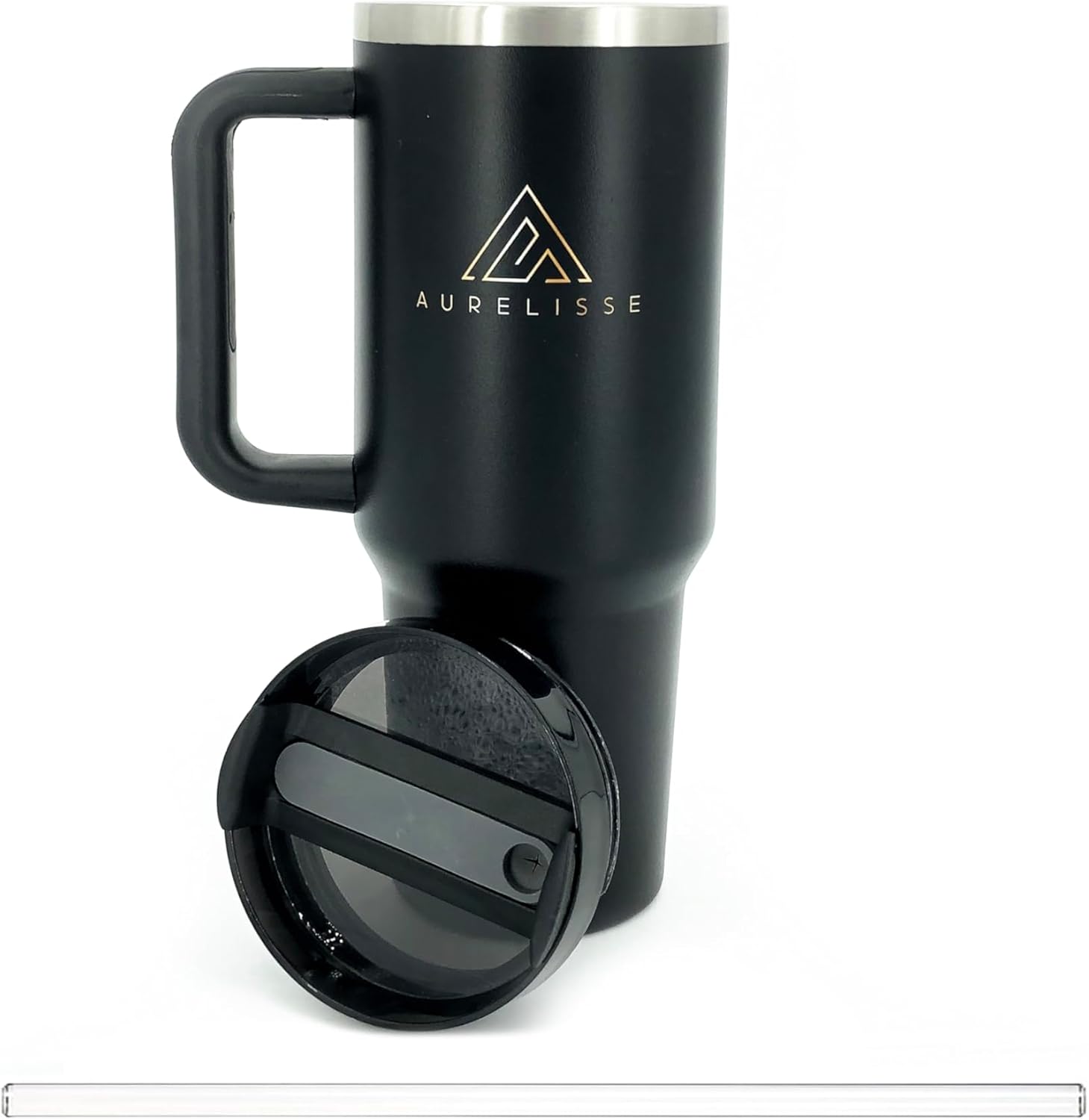 Vaso de 40 onzas con tapa con asa y popote a prueba de fugas aislado al vacío Quencher H2.0 botella de agua reutilizable de acero inoxidable grande