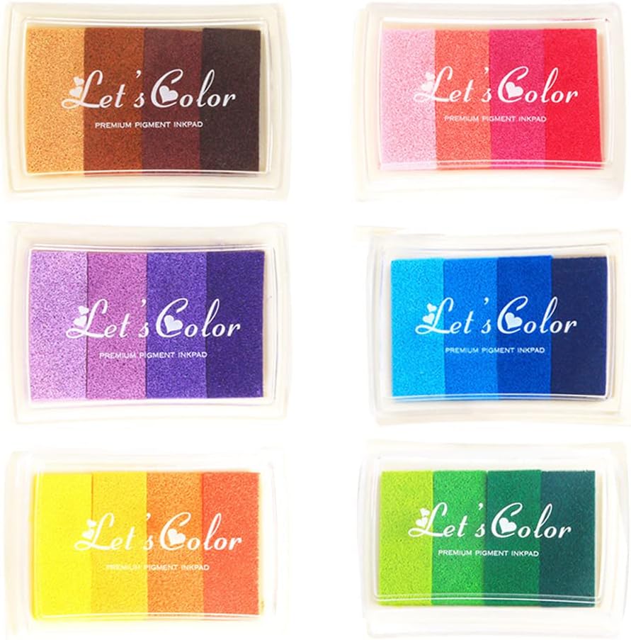 6 almohadillas de tinta para manualidades, almohadillas de tinta lavables para niños, almohadillas de tinta multicolor para sellos de goma, papel,