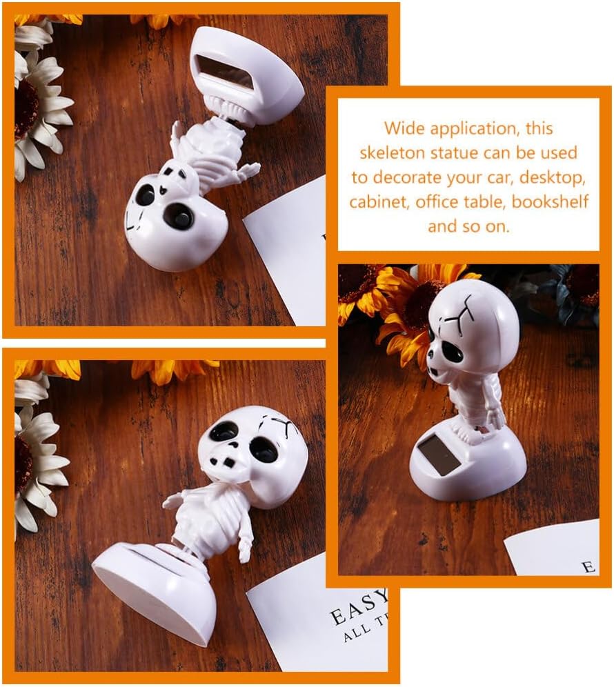 COHEALI 2 piezas de esqueleto solar Bobble Head Halloween bailando figura solar bailando muñeca bailando figuras solares de fantasmas bailarines