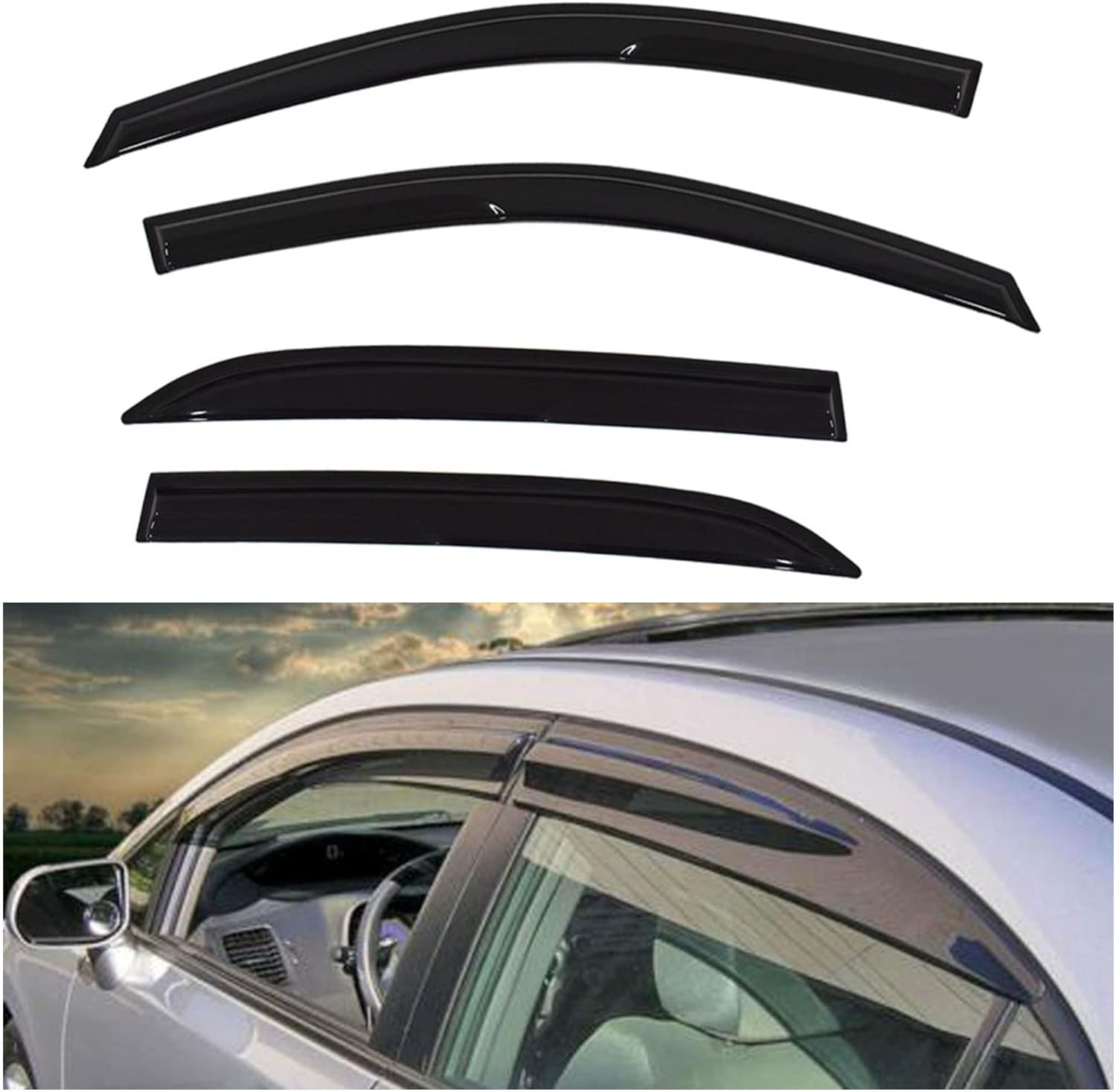 4 viseras laterales para ventana lateral, deflectores, deflectores de ventilación, repuesto para Accord Sedan 2003-2007 de 4 puertas