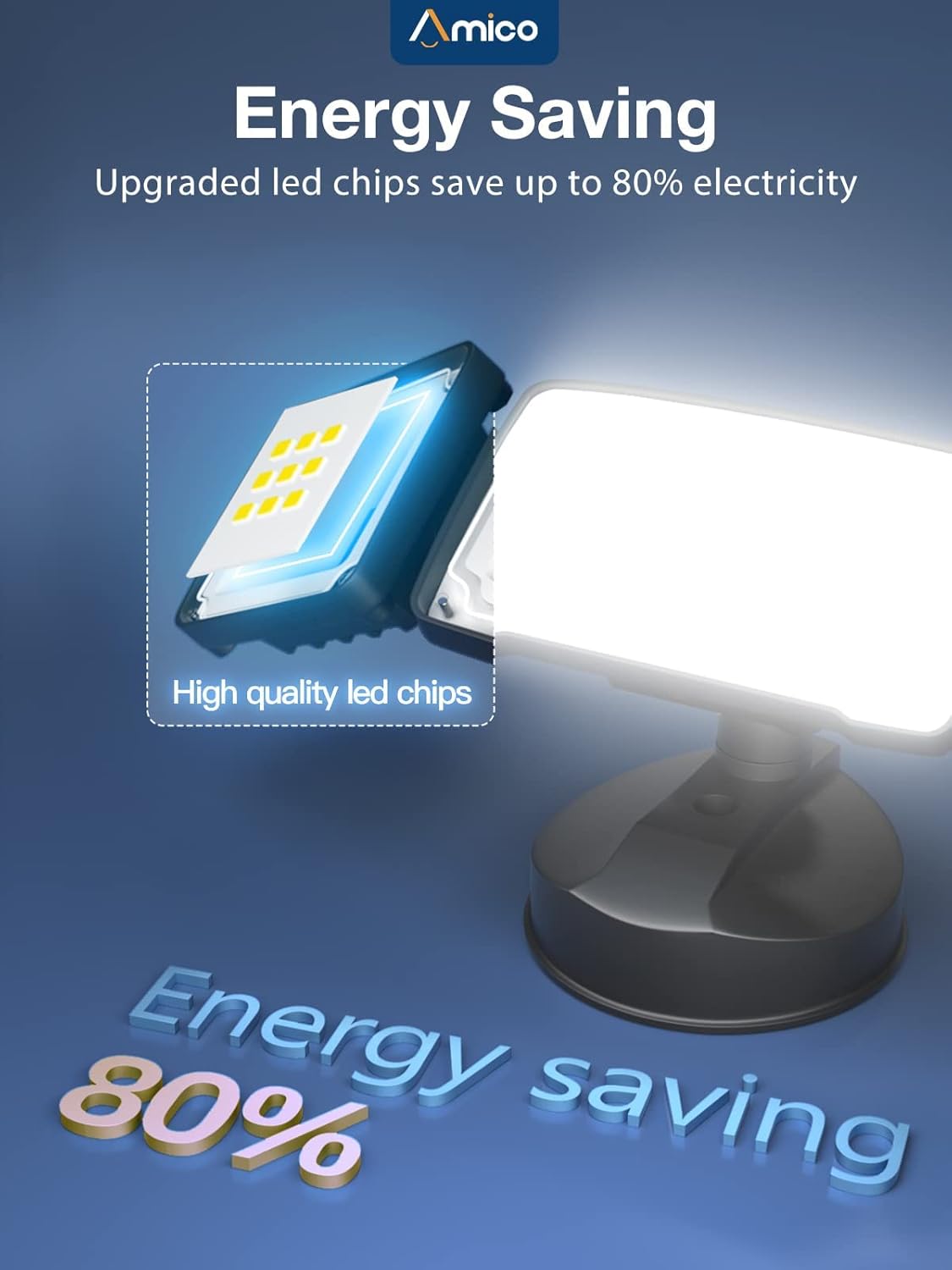 Amico Luz de seguridad LED de 3500 lúmenes, luz de inundación brillante para exteriores, luz de día de 5000 K, luz blanca IP65 impermeable con 3