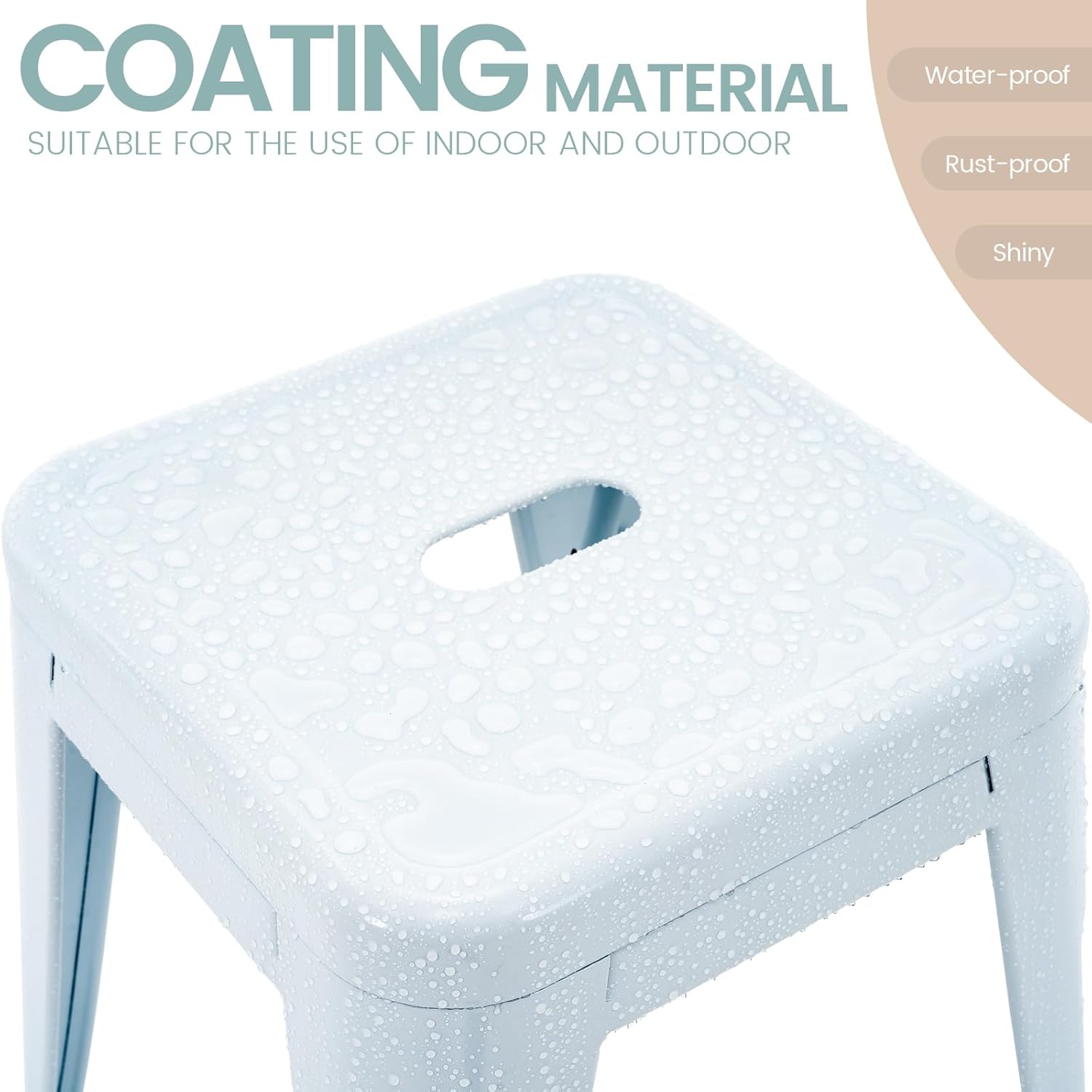 Brage Living Juego de 4 taburetes industriales de metal de 18 pulgadas, taburetes apilables para aula, sillas de comedor de metal sin espalda para