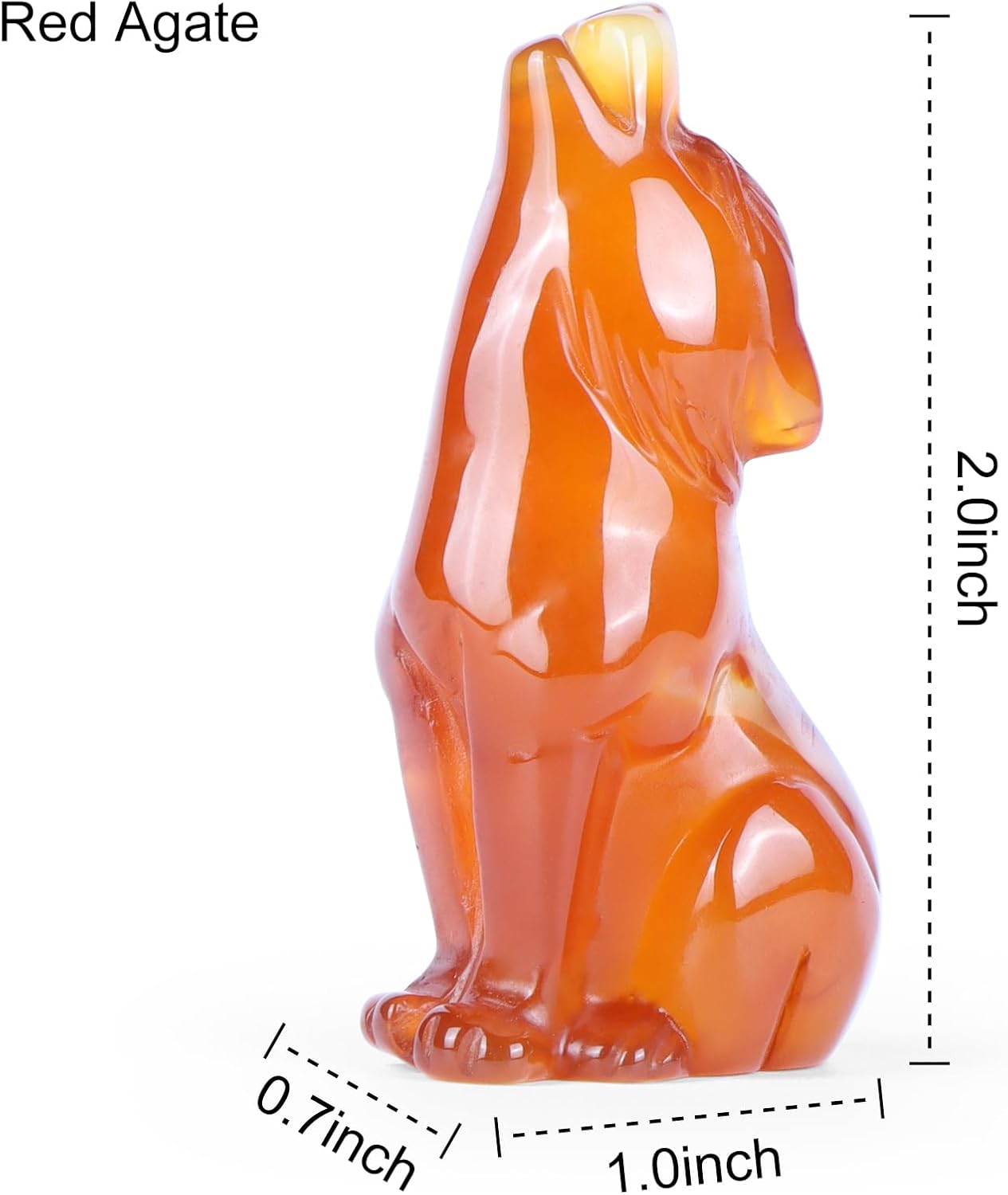 Artistone Estatua de lobo con cabeza de ágata roja de 2 pulgadas, adorno decorativo para el hogar, adorno de cristal curativo, escultura de animales