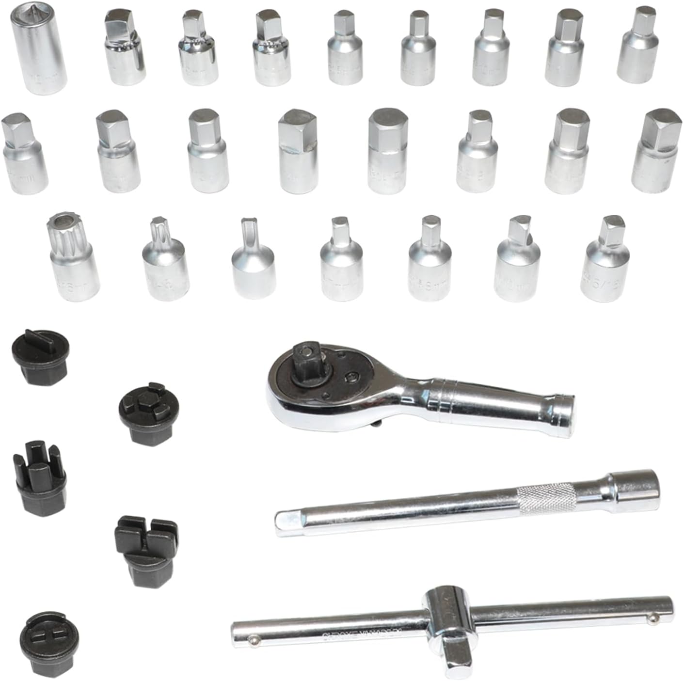 Juego de 32 llaves de tapón de drenaje, kit de extracción de tapón de drenaje de aceite de 38 pulgadas, compatible con GM VW Ford Mercedes Audi BMW