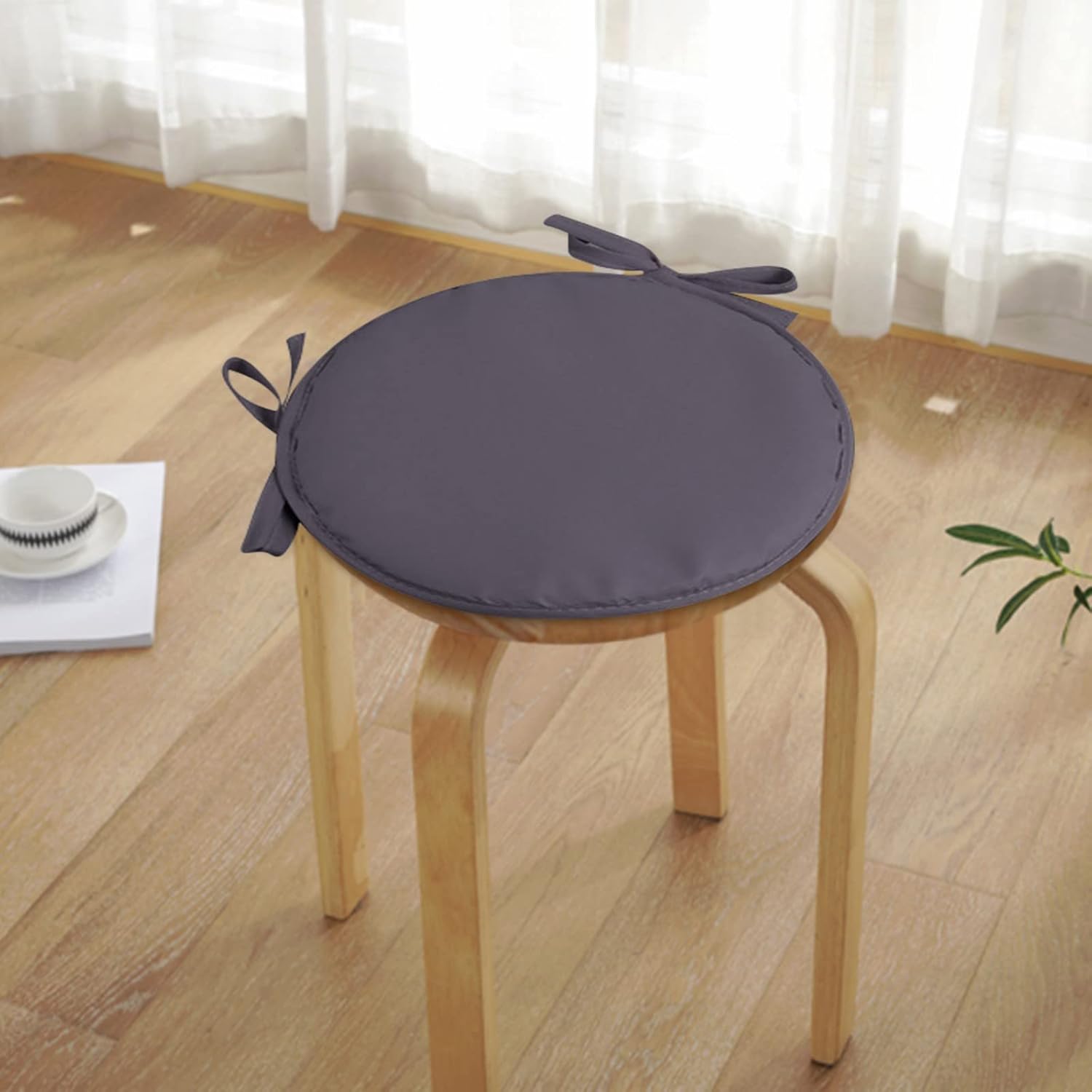 4 cojines para sillas de exteriores, antideslizantes, redondas, para sillas de jardín, cojines de asiento con lazos para bistrós al aire libre,