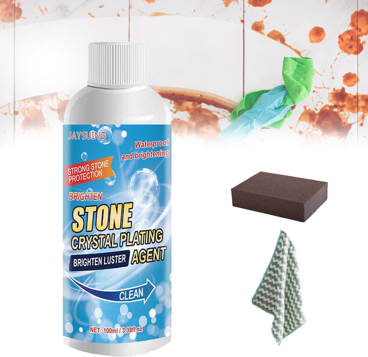 Limpiador quitamanchas de piedra, agente de revestimiento de cristal nano, agente de revestimiento de cristal para cocina, patio, limpiador de