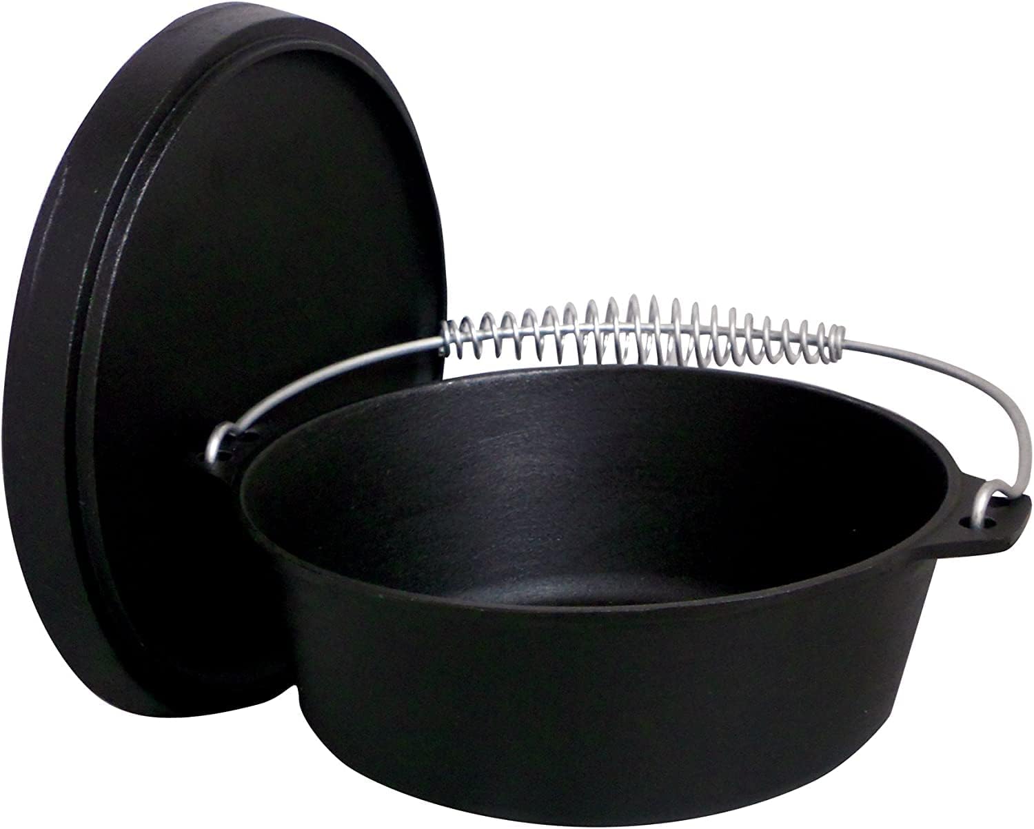 King Kooker Horno holandés de hierro fundido sazonado de 16 cuartos de galón con tapa de hierro fundido, color negro (CI16SA)