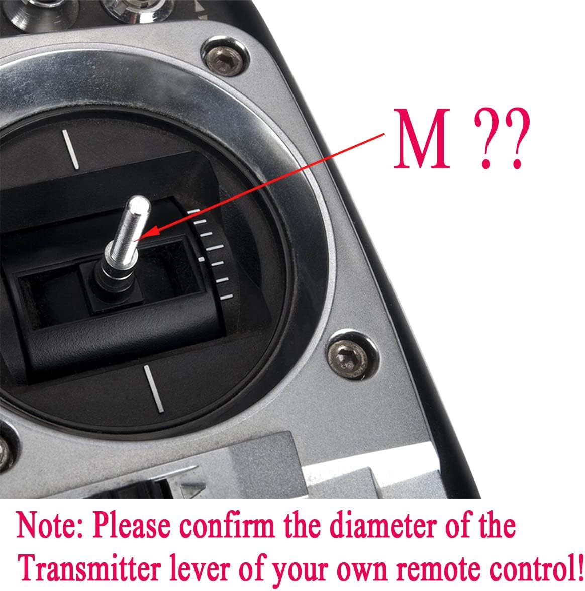 M2.5 M3 M4 – Transmisor RC de aluminio con extremos de palo, cabezal antideslizante para X-lite Flysky FUTABA JR FrSky RadioLink WFLY (M2.5 negro)