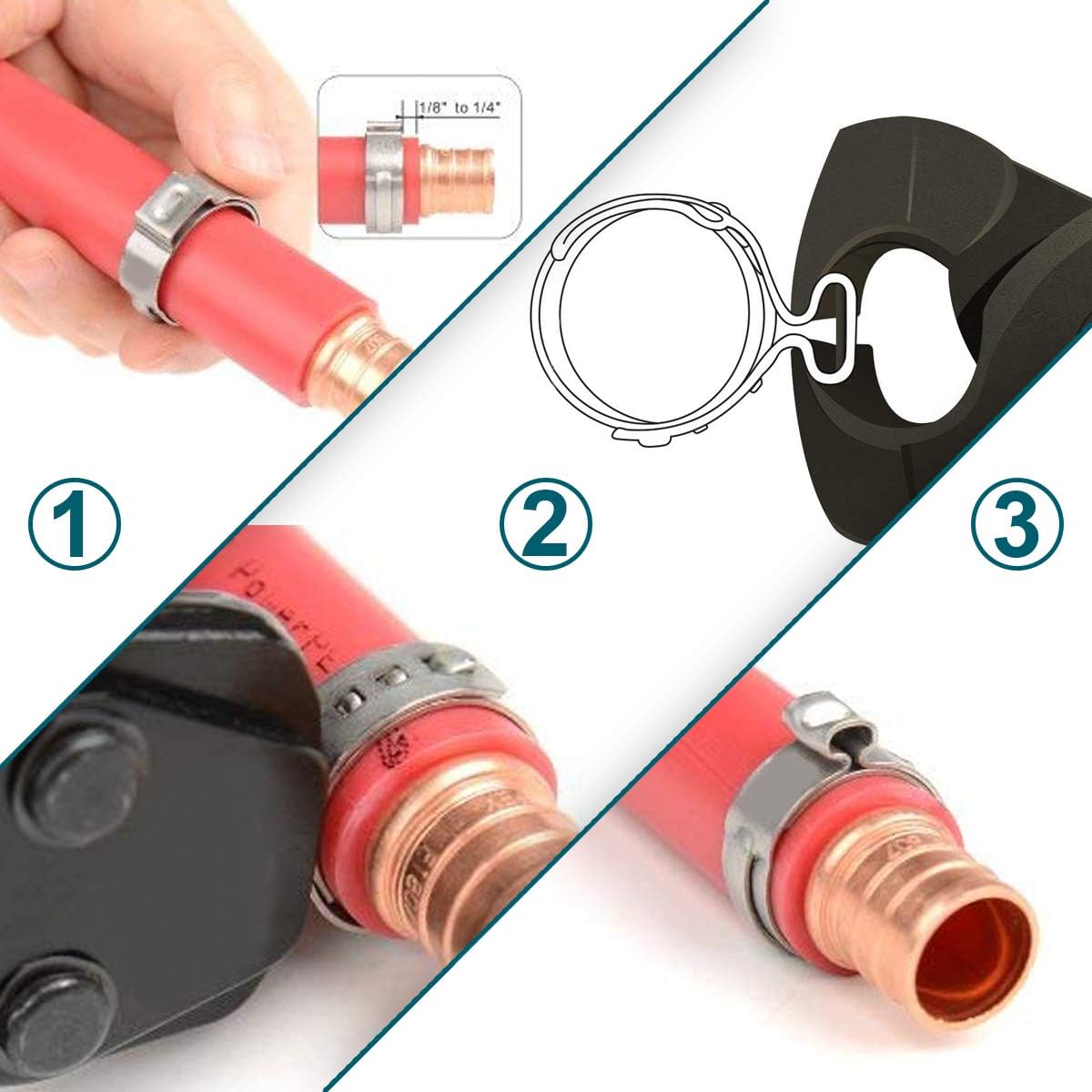 LOKMAN – Abrazaderas de cincho PEX de acero inoxidable, abrazaderas de presión, anillos de cincho para conexiones de tubería PEX