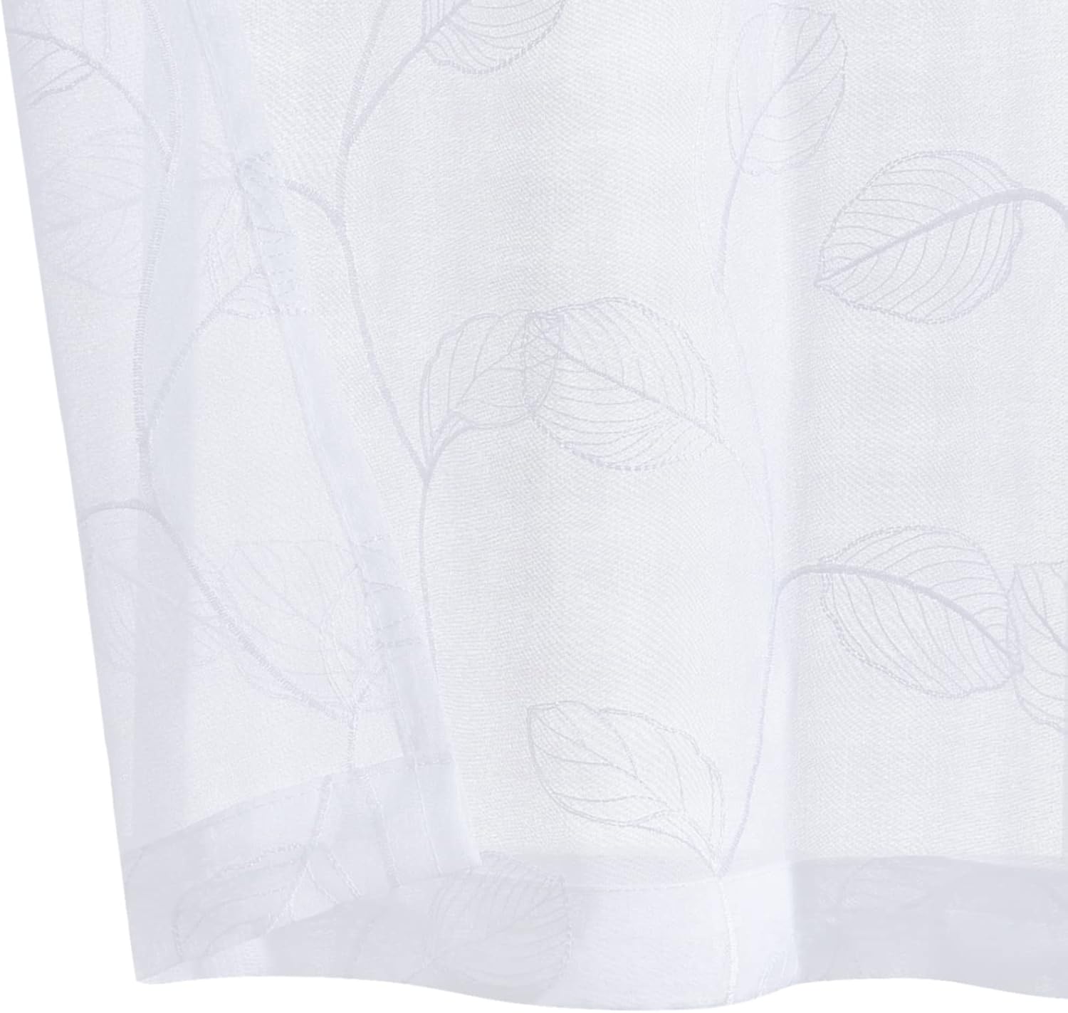 Topick Cenefa transparente blanca con diseño bordado de hojas, bolsillo para barra, dormitorio, sala de estar, cenefas de ventana, 1 panel de 18