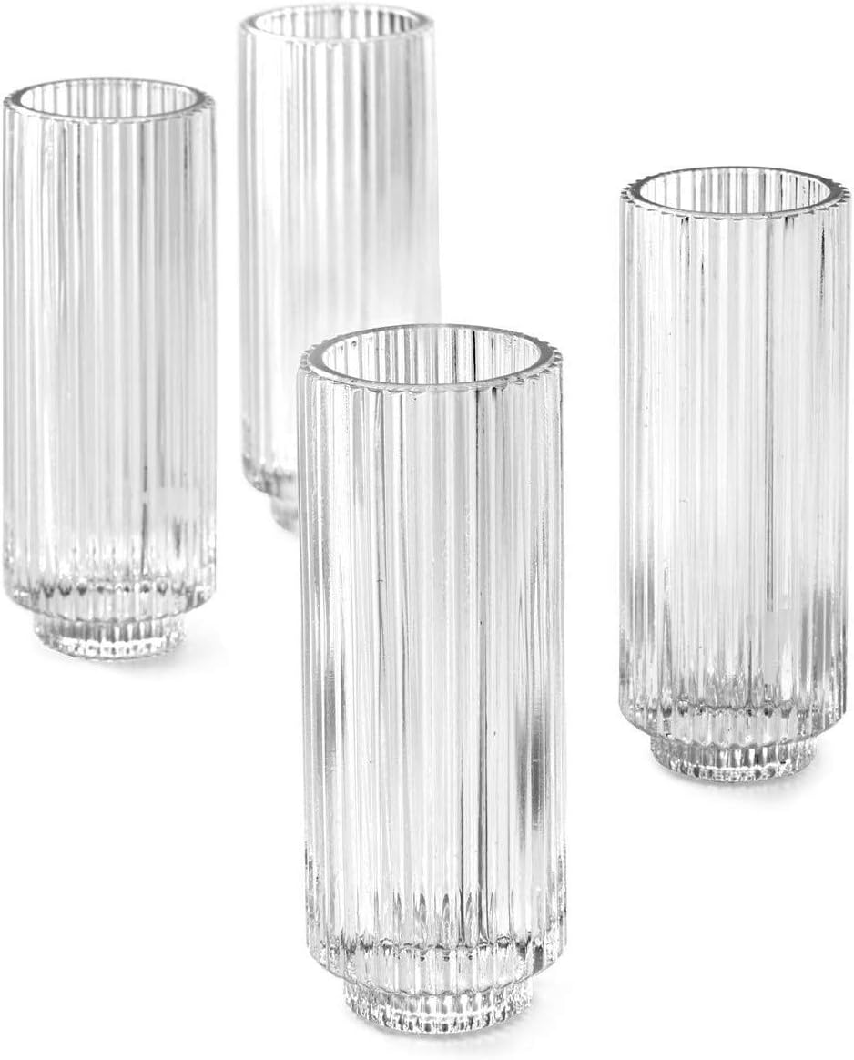 Serene Spaces Living – portavelas de cristal acanalado, perfecto para bodas y decoración del hogar, en varios tamaños y colores