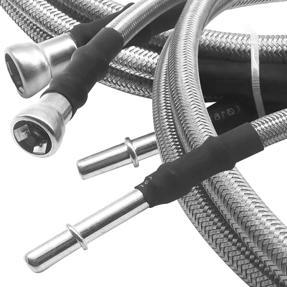 Línea de combustible trenzada compatible con GMC Sierra Chevy Silverado 1500 2500 2500HD 3500 manguera de combustible flexible de acero inoxidable