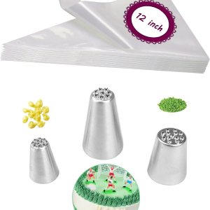 Puntas de glaseado de césped con bolsas desechables de 12 pulgadas, juego de decoración de pasteles para hierba, cabello, piel y más Puntas de glaseado de césped con bolsas desechables de 12 pulgadas, juego de decoración de pasteles para hierba, cabello, piel y más