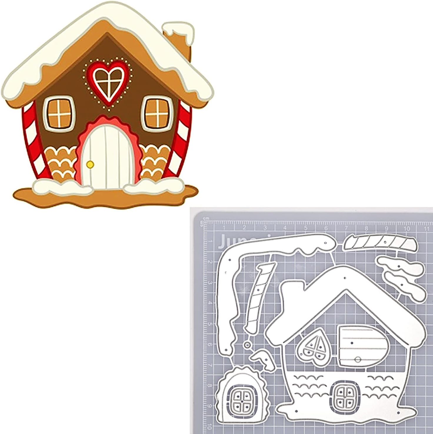 Juego de 4 troqueles de corte de metal para casa de jengibre, plantilla de Navidad, troquelado para álbumes de recortes
