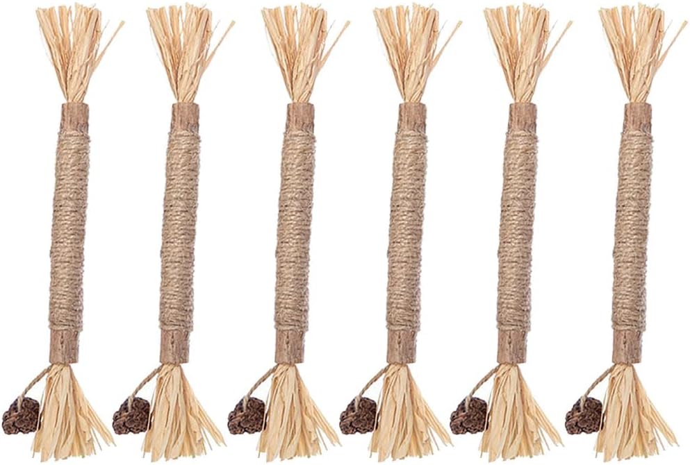 6 unidades de palitos de limpieza de dientes de gato, palitos para masticar gateras, palitos interactivos para tratar para interiores, palitos de