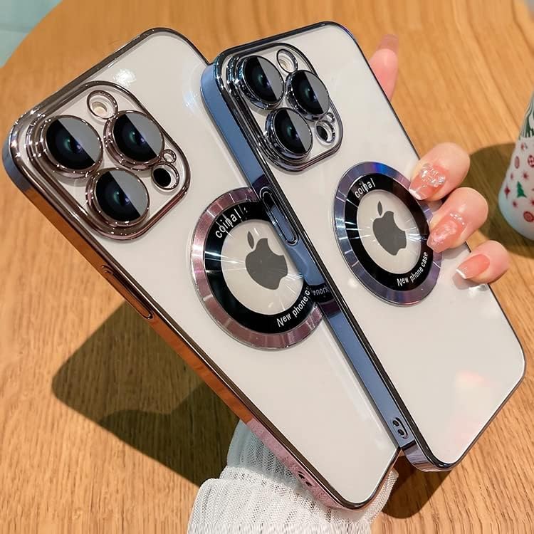 Funda para iPhone 14 Pro Max, magnética compatible con MagSafe, protector de cámara de lente de vidrio, carcasa rígida de lujo para iPhone 14 Pro