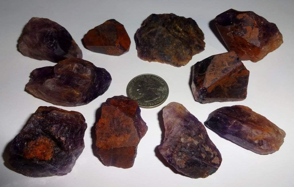 Cacoxenite Raw Cacoxenite Super 7  Sacred 7 AA Grado “Melodies Stone” piedra preciosa curativa de cristal natural en bruto, juego de 10 piezas, Gema