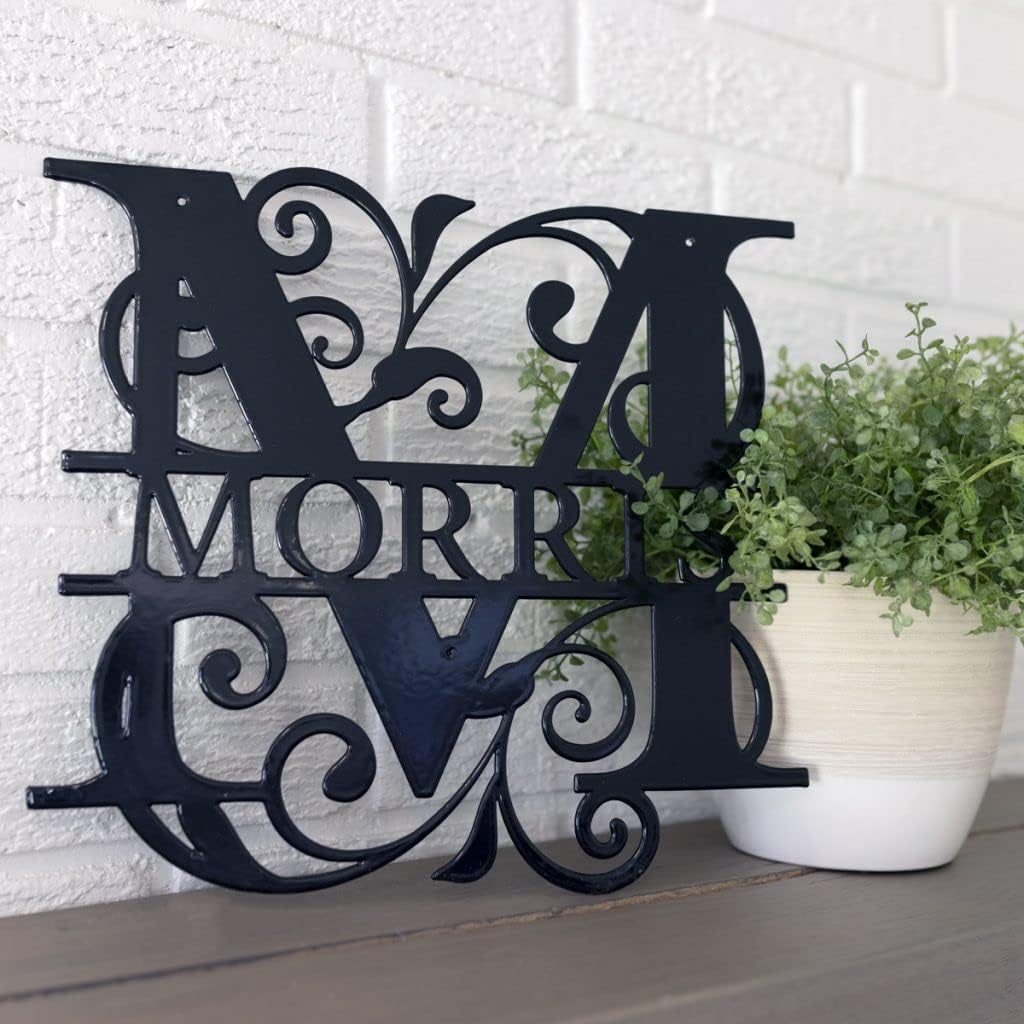 Monograma personalizado de letra dividida – 13 opciones de color – Letrero de acero personalizado con monograma – Placa de reliquia familiar –