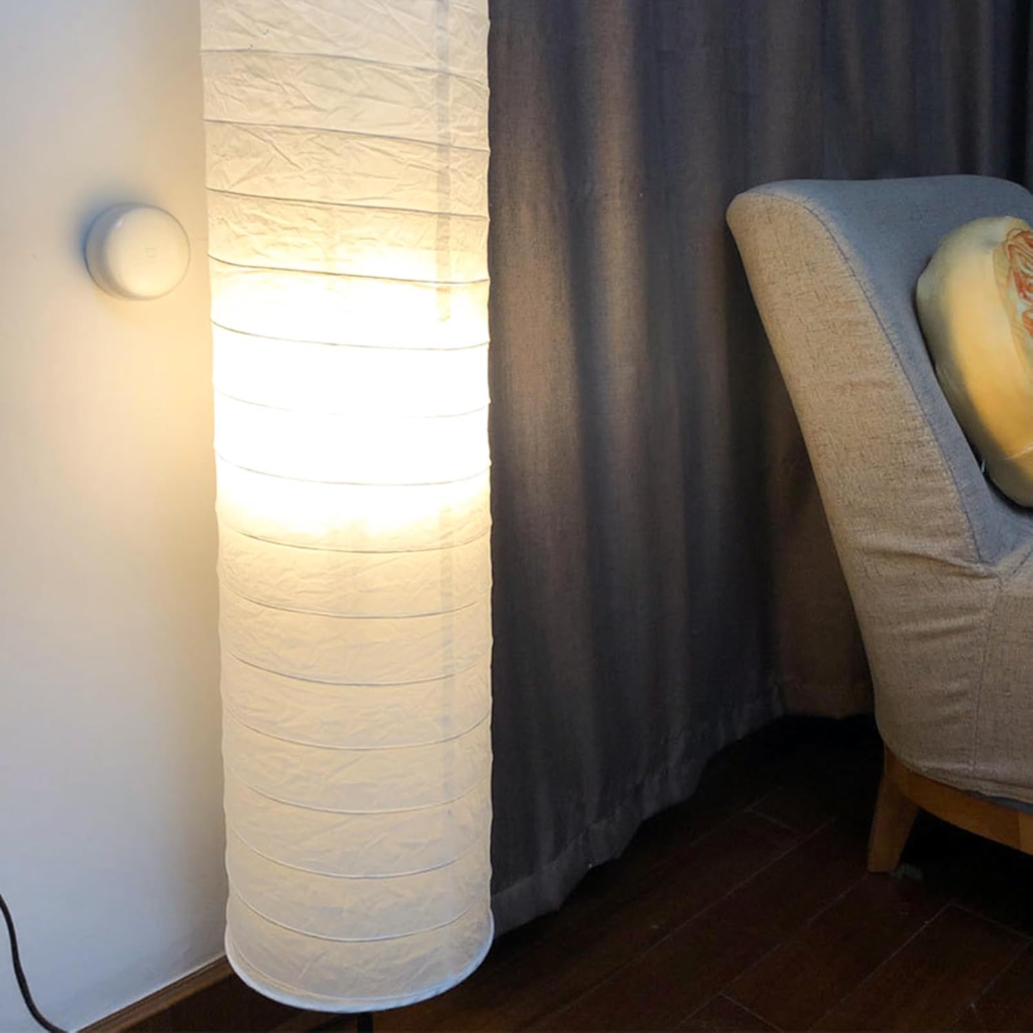 Lámpara de papel de arroz, pantalla de pie de papel de diploma, estilo escandinavo, lámpara de pie de papel de arroz para dormitorio, sala de estar,