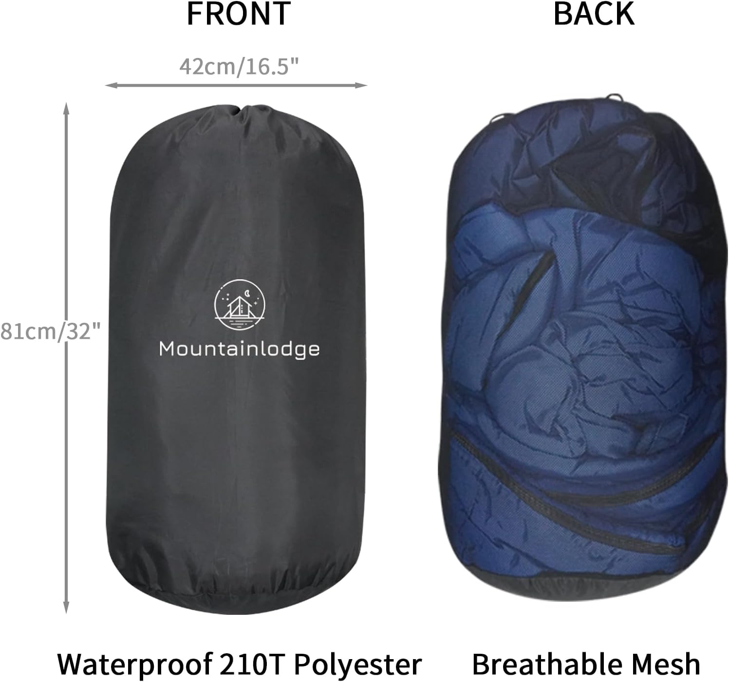 Saco de almacenamiento para saco de dormir de poliéster 110L y malla, capacidad extra grande para saco de dormir, senderismo, viajes y camping