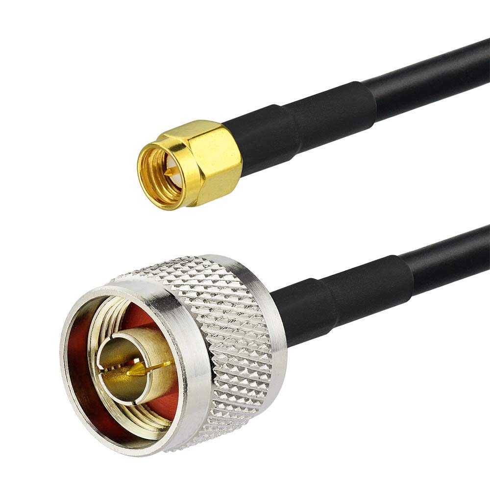 Superbat Baja pérdida N macho a SMA macho con conectores resistentes a la intemperie Cable RG58 (12 pies, 3.5M) para antena de celda