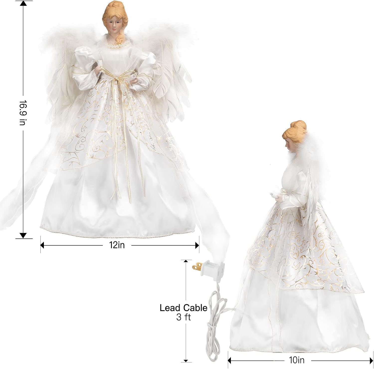 Decoración de árbol de ángel de Navidad con alas de plumas, adorno de árbol de Navidad para interiores, oficina, Navidad, Año Nuevo, decoración de