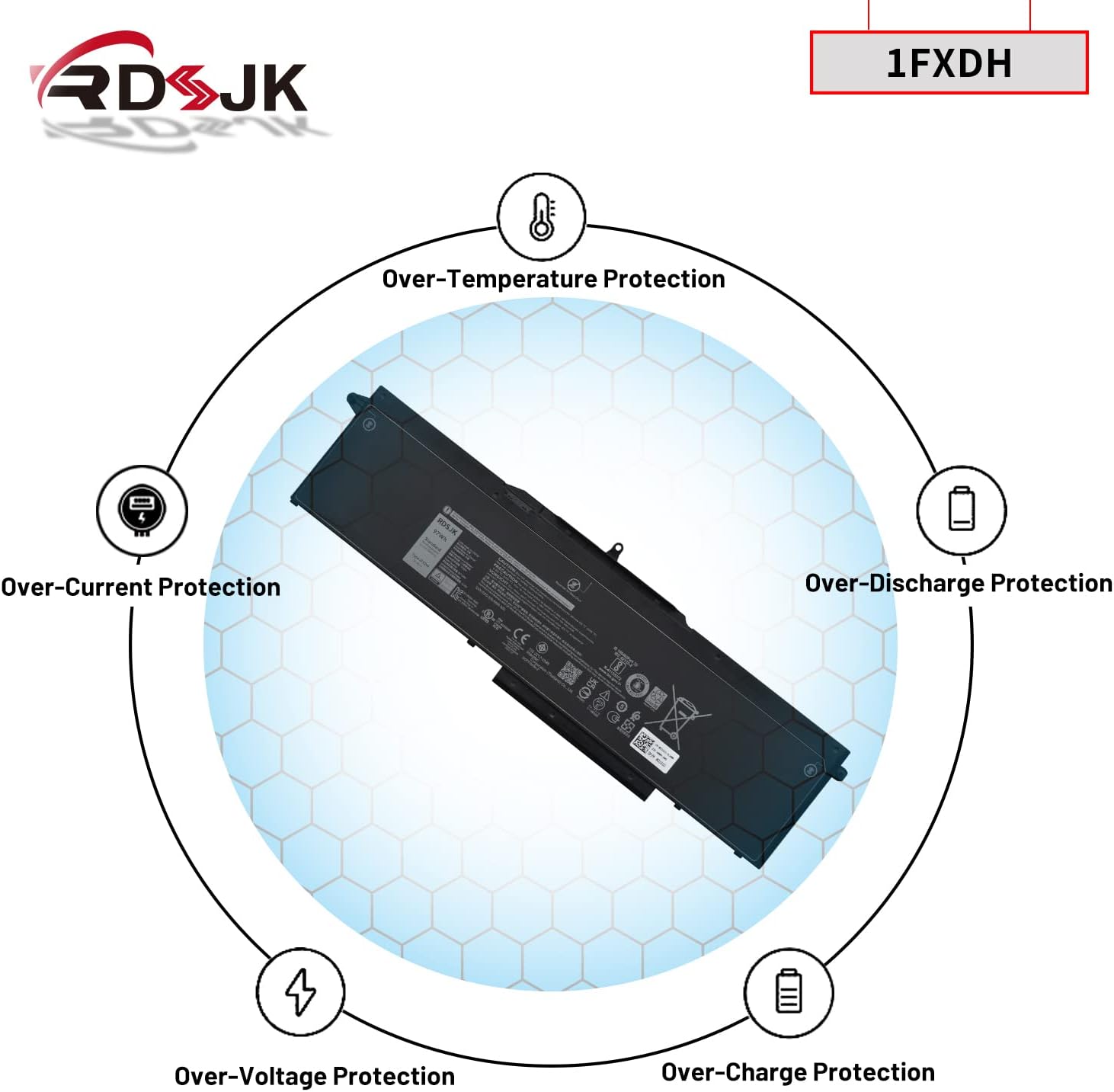 1FXDH 1WJT0 – Batería para portátil Dell Precision 3541 3551 Latitude 15 5501 5511 E5501 E5511 Series 01WJT0 D191G 0D191G CN-0D191G 11.4V 97Wh